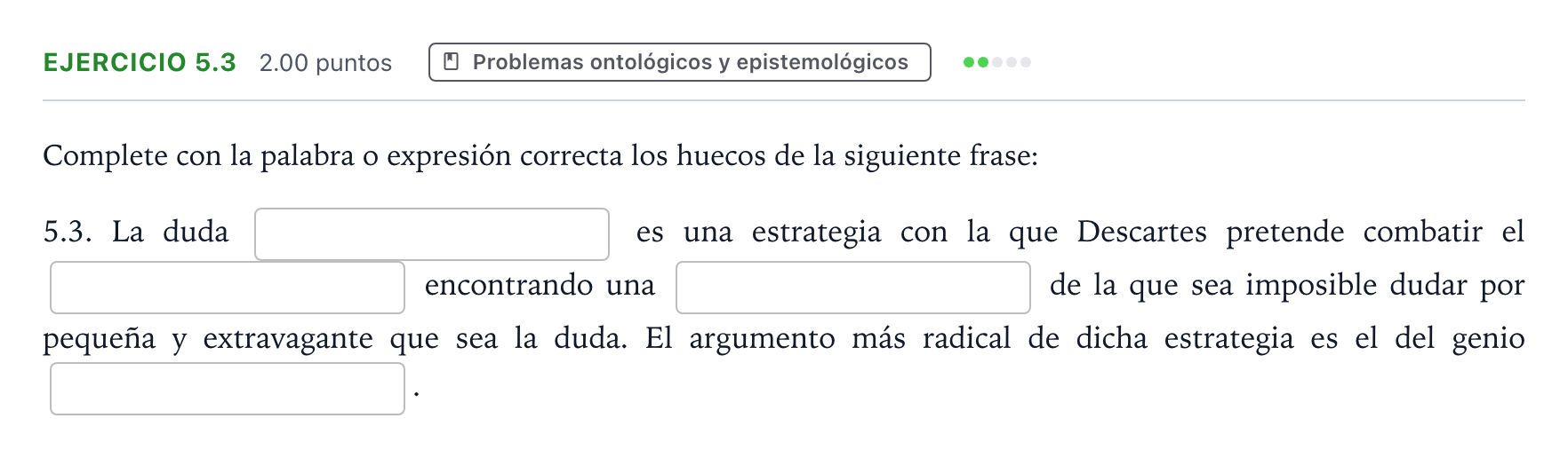 Enunciado: Ejercicio 5.3 · Historia de la Filosofía PAU Andalucía Ordinaria Suplente 2022