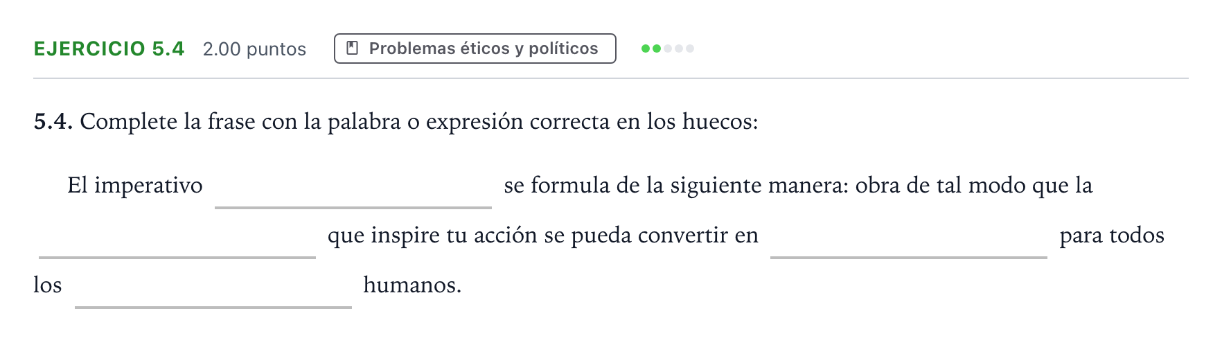 Enunciado: Ejercicio 5.4 · Historia de la Filosofía PAU Andalucía Ordinaria Suplente 2022