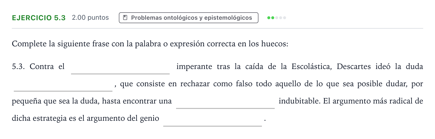 Enunciado: Ejercicio 5.3 · Historia de la Filosofía PAU Andalucía Ordinaria Titular 2022