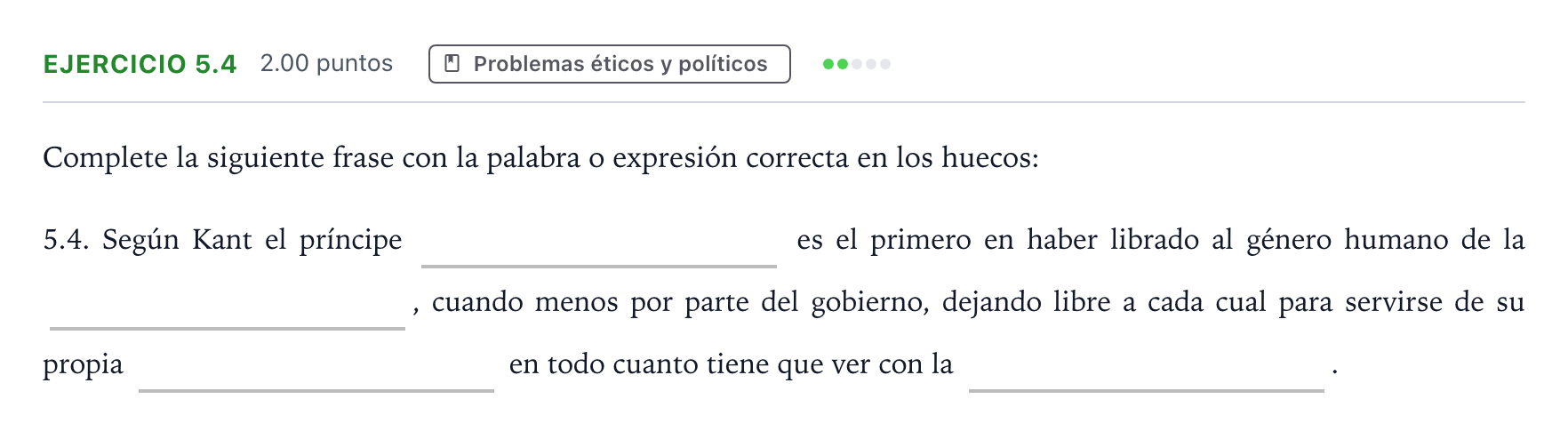 Enunciado: Ejercicio 5.4 · Historia de la Filosofía PAU Andalucía Ordinaria Titular 2022