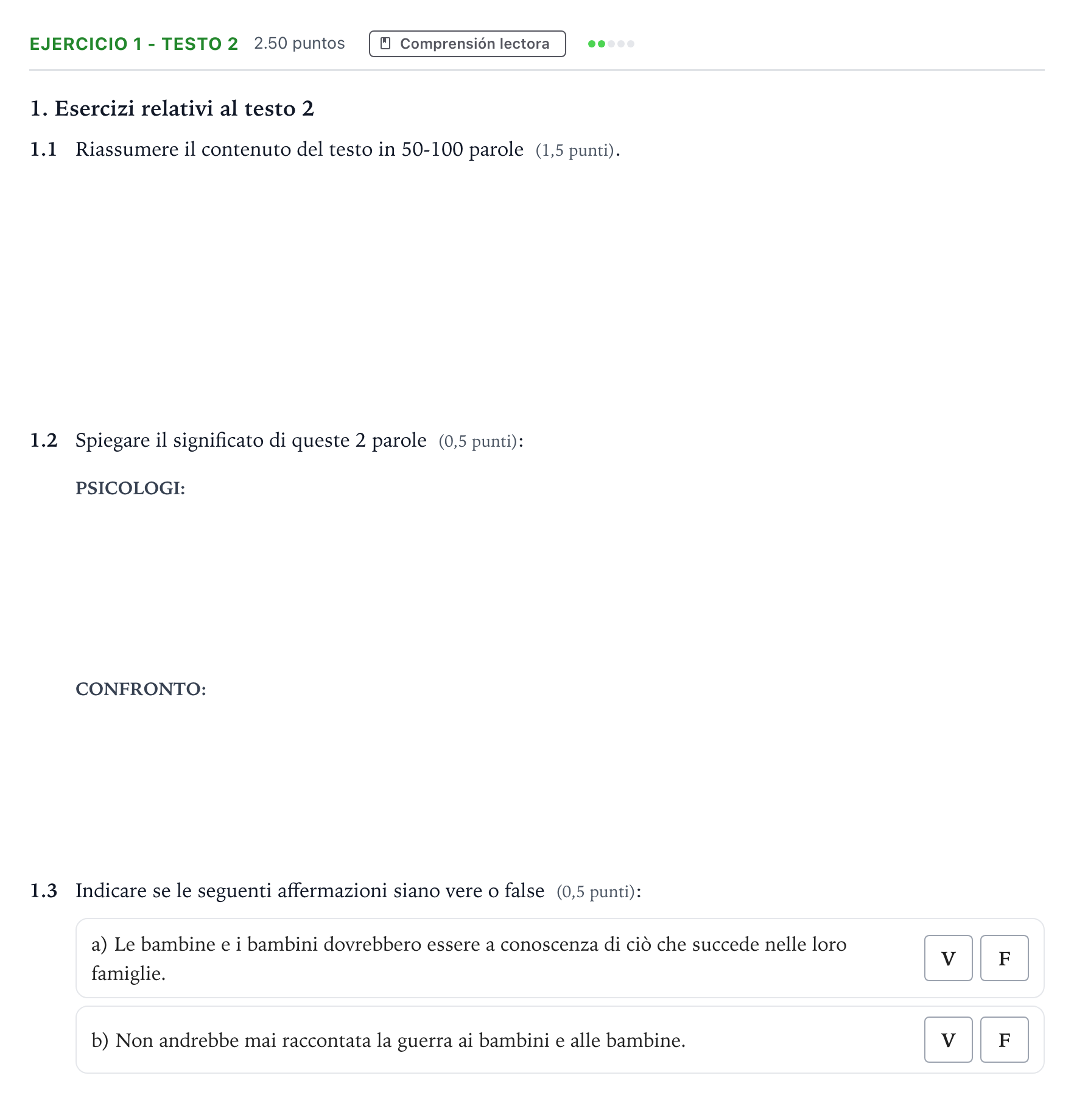Enunciado: Ejercicio 1 - Testo 2 · Italiano PAU Andalucía Extraordinaria Reserva 2022