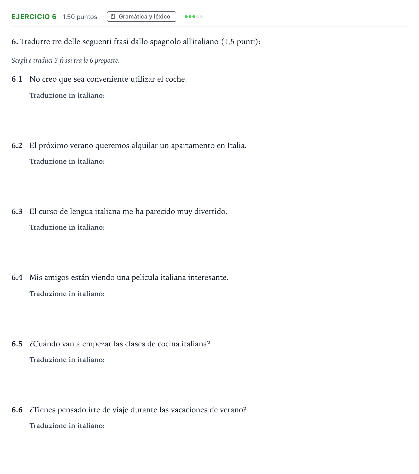 Enunciado: Problema 6 · Italiano PAU Andalucía Extraordinaria Suplente 2022
