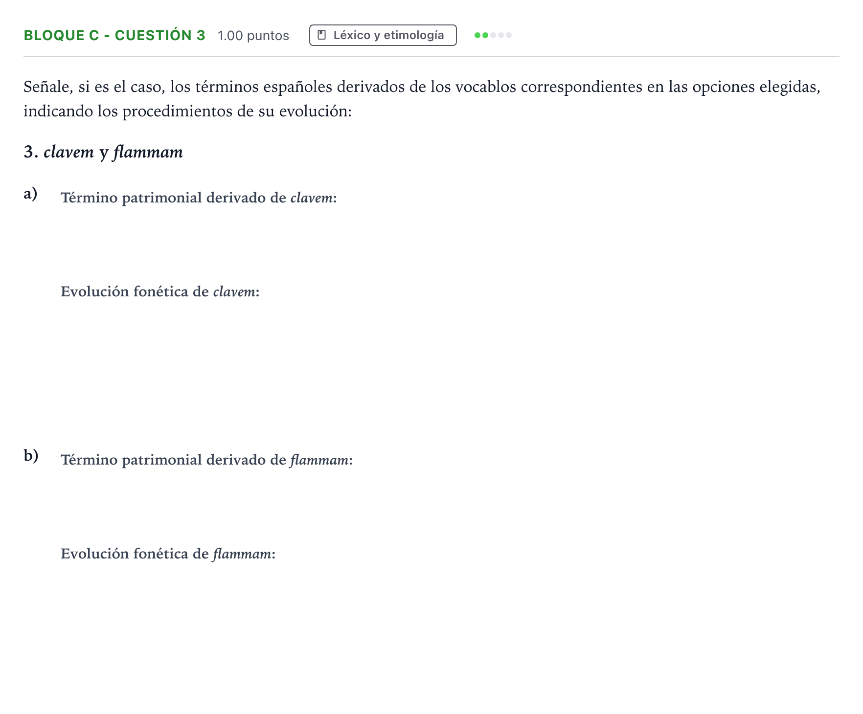 Enunciado: Bloque C - Cuestión 3 · Latín II PAU Andalucía Extraordinaria Reserva 2022
