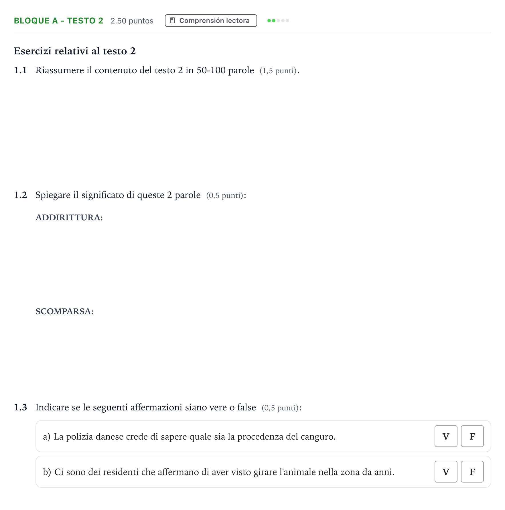 Enunciado: Bloque A - Testo 2 · Italiano PAU Andalucía Ordinaria Titular (Acceso) 2022