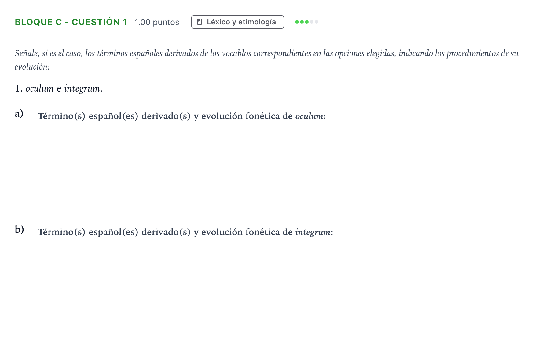 Enunciado: Bloque C - Cuestión 1 · Latín II PAU Andalucía Extraordinaria Titular 2022