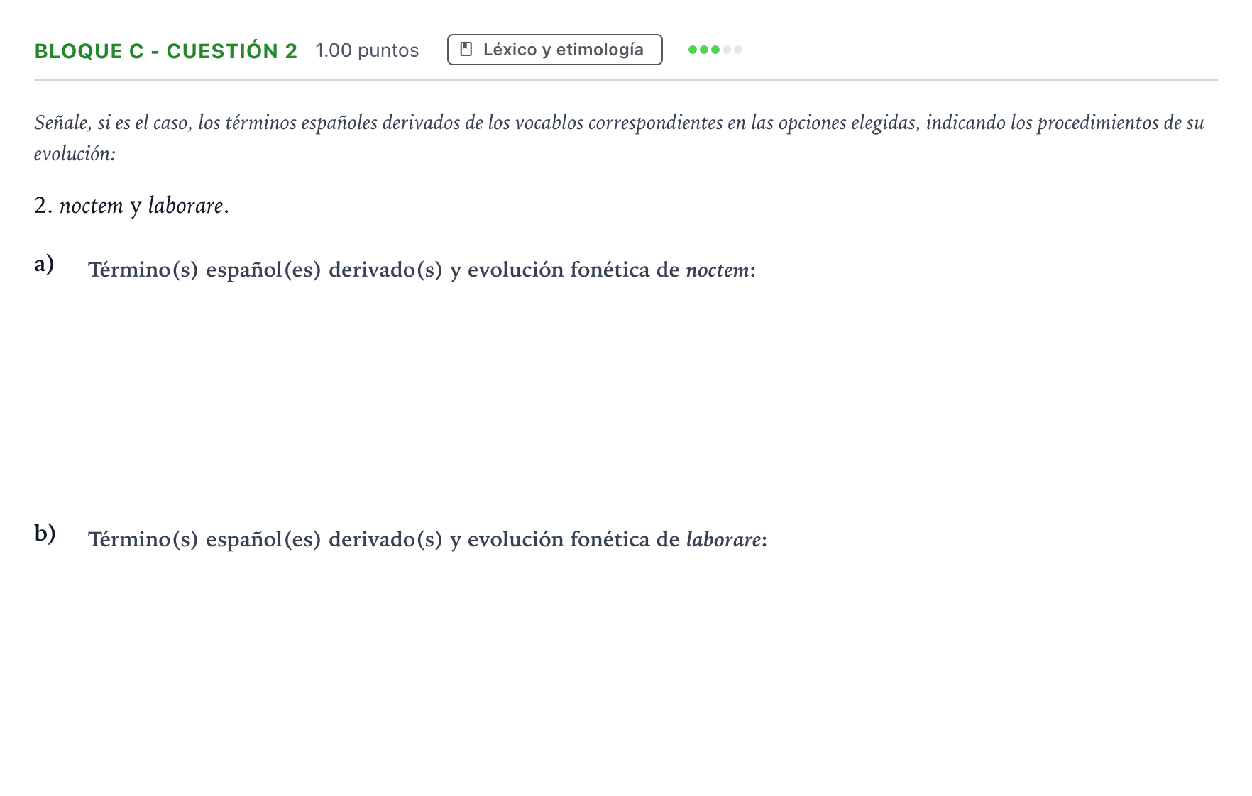 Enunciado: Bloque C - Cuestión 2 · Latín II PAU Andalucía Extraordinaria Titular 2022