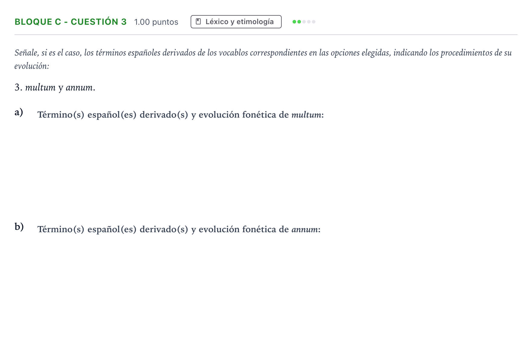Enunciado: Bloque C - Cuestión 3 · Latín II PAU Andalucía Extraordinaria Titular 2022