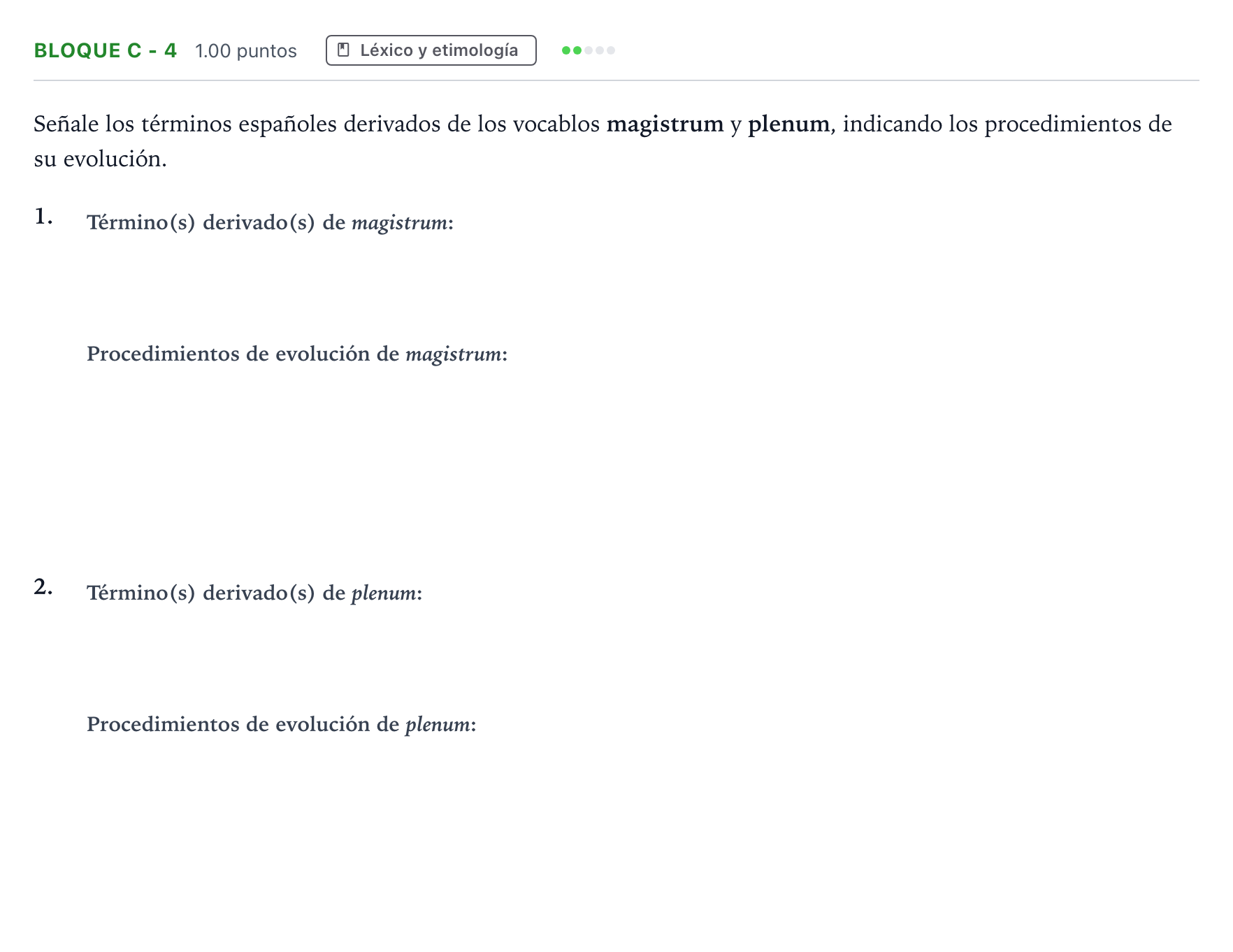 Enunciado: Bloque C - 4 · Latín II PAU Andalucía Ordinaria Reserva 2022