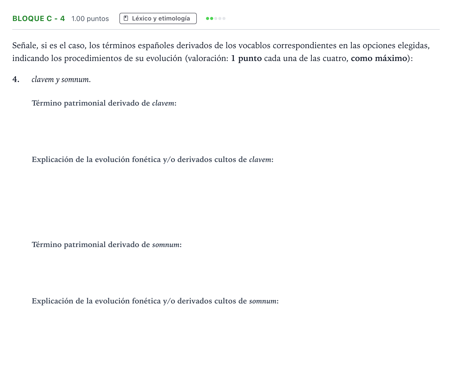 Enunciado: Bloque C - 4 · Latín II PAU Andalucía Ordinaria Suplente 2022