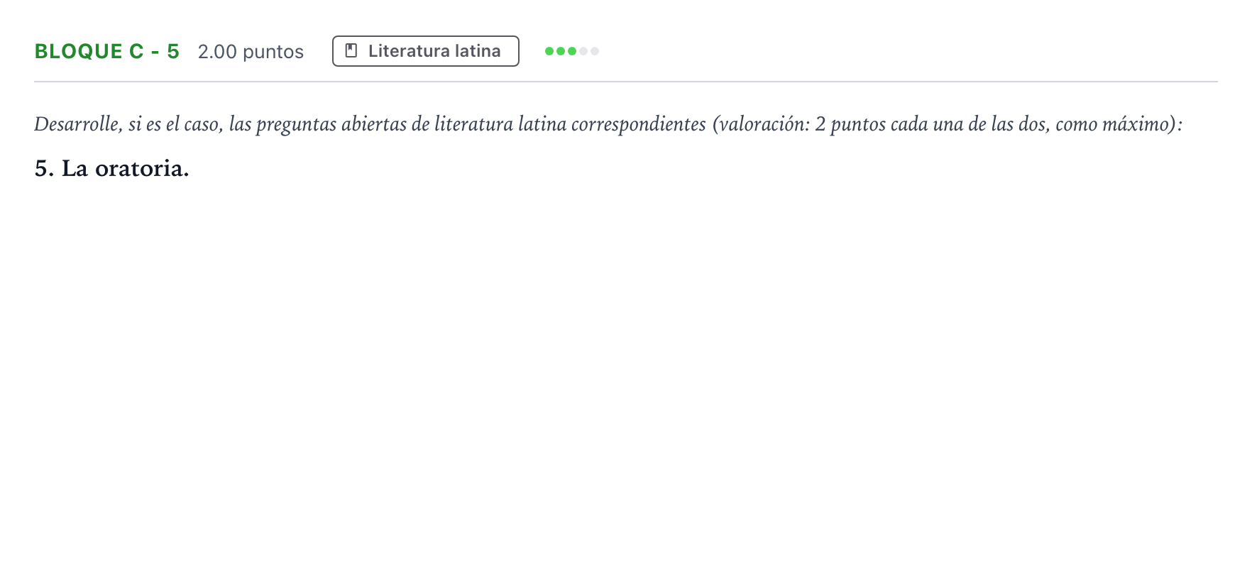Enunciado: Bloque C - 5 · Latín II PAU Andalucía Ordinaria Suplente 2022
