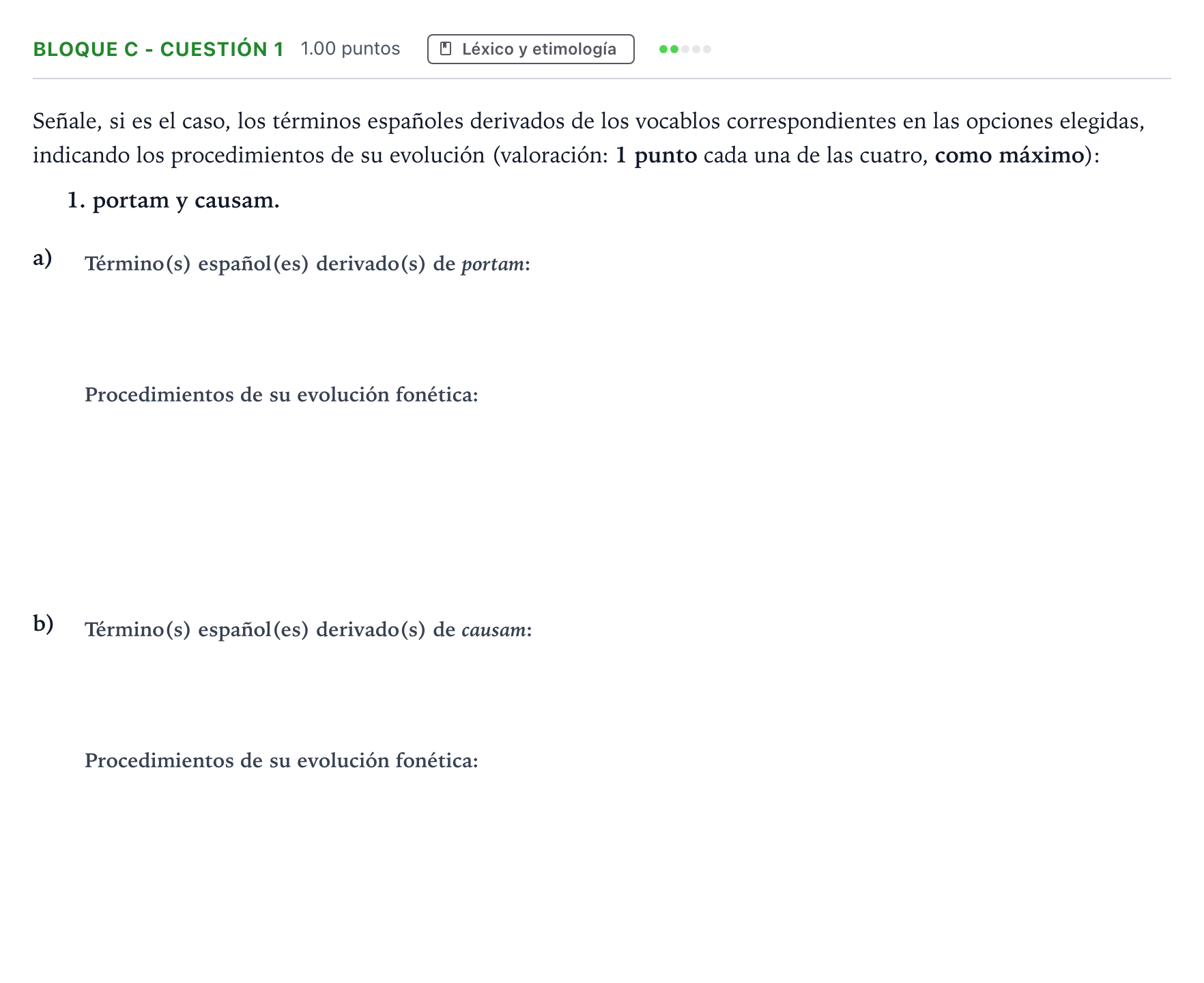 Enunciado: Bloque C - Cuestión 1 · Latín II PAU Andalucía Ordinaria Titular 2022
