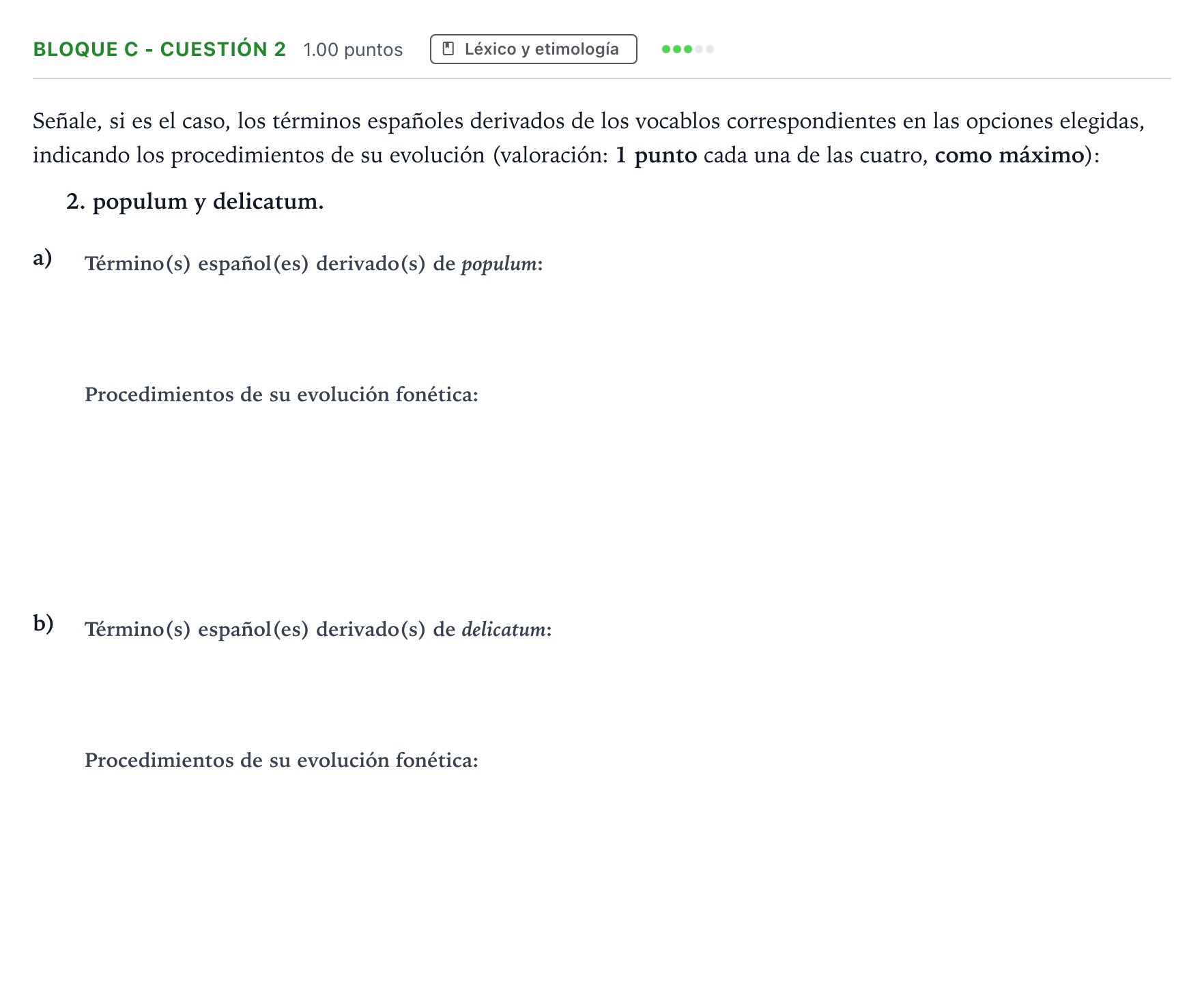 Enunciado: Bloque C - Cuestión 2 · Latín II PAU Andalucía Ordinaria Titular 2022