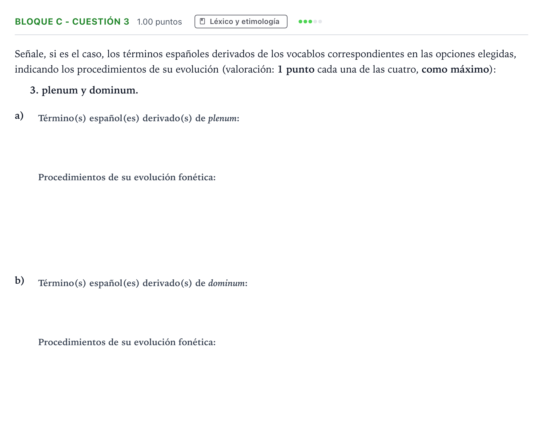 Enunciado: Bloque C - Cuestión 3 · Latín II PAU Andalucía Ordinaria Titular 2022