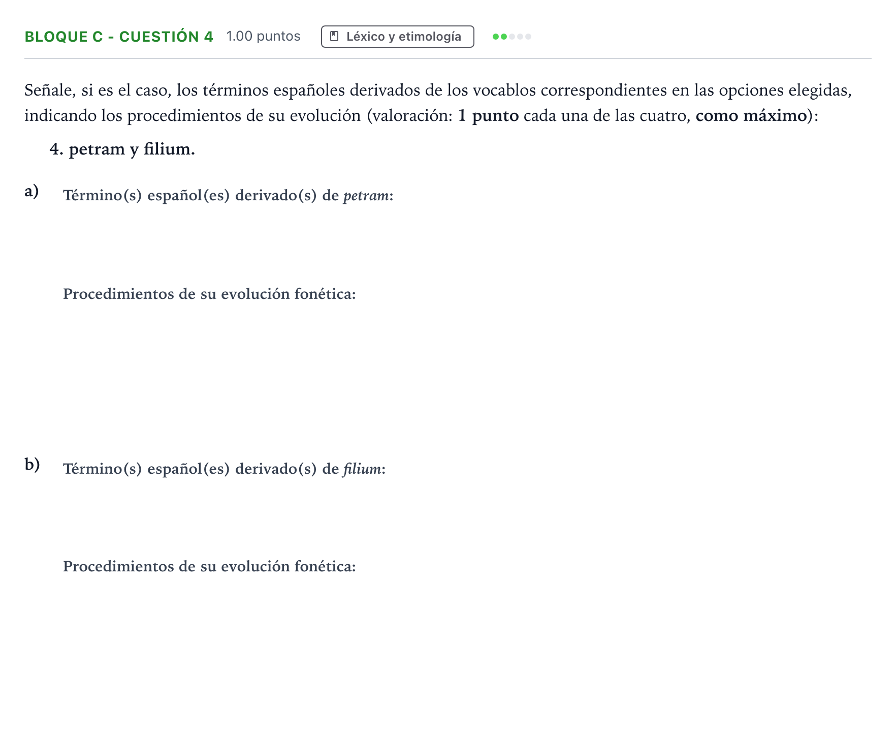 Enunciado: Bloque C - Cuestión 4 · Latín II PAU Andalucía Ordinaria Titular 2022