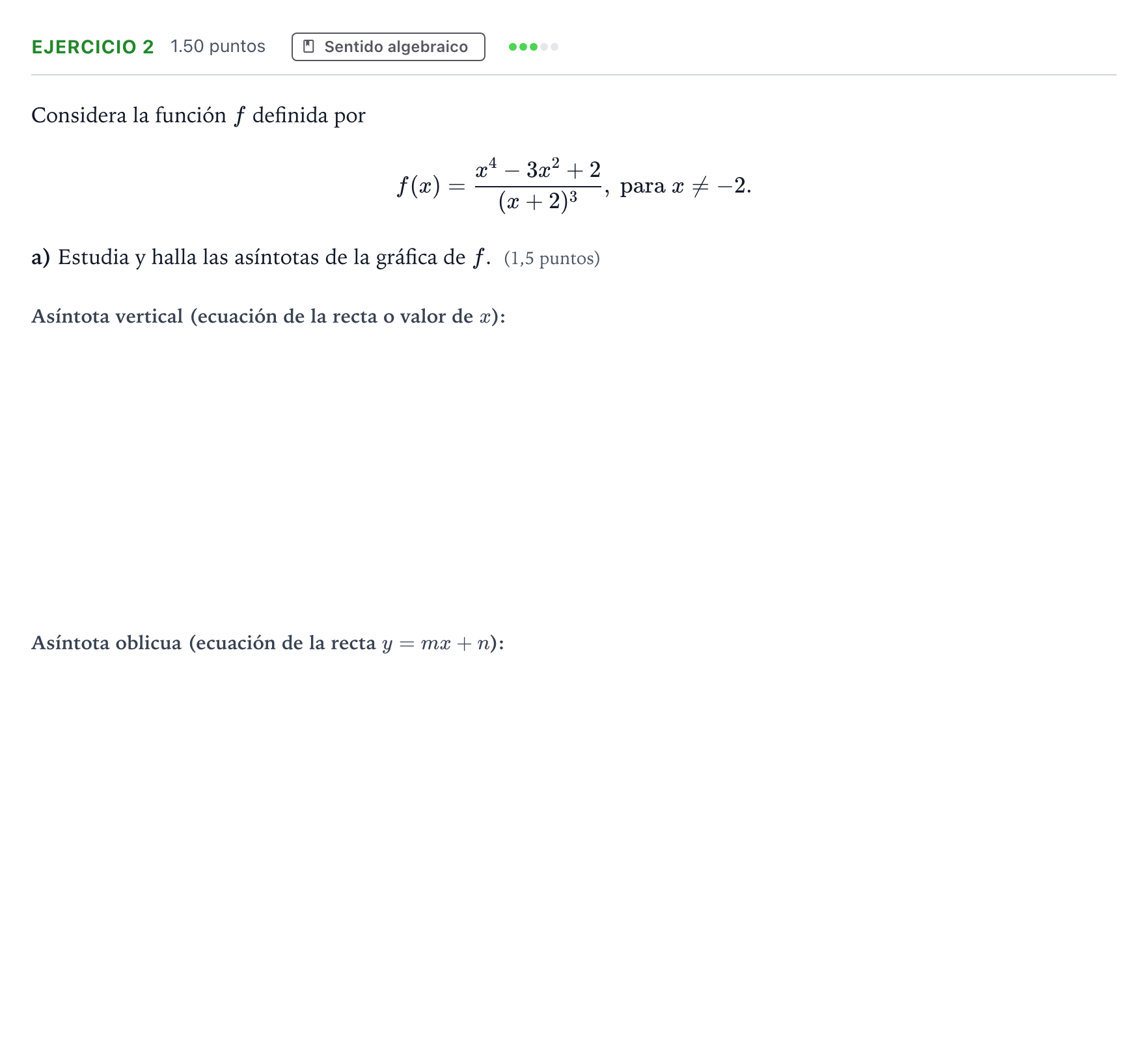 Enunciado: Ejercicio 2 - Sentido algebraico · Matemáticas II PAU Andalucía Extraordinaria Suplente 2022