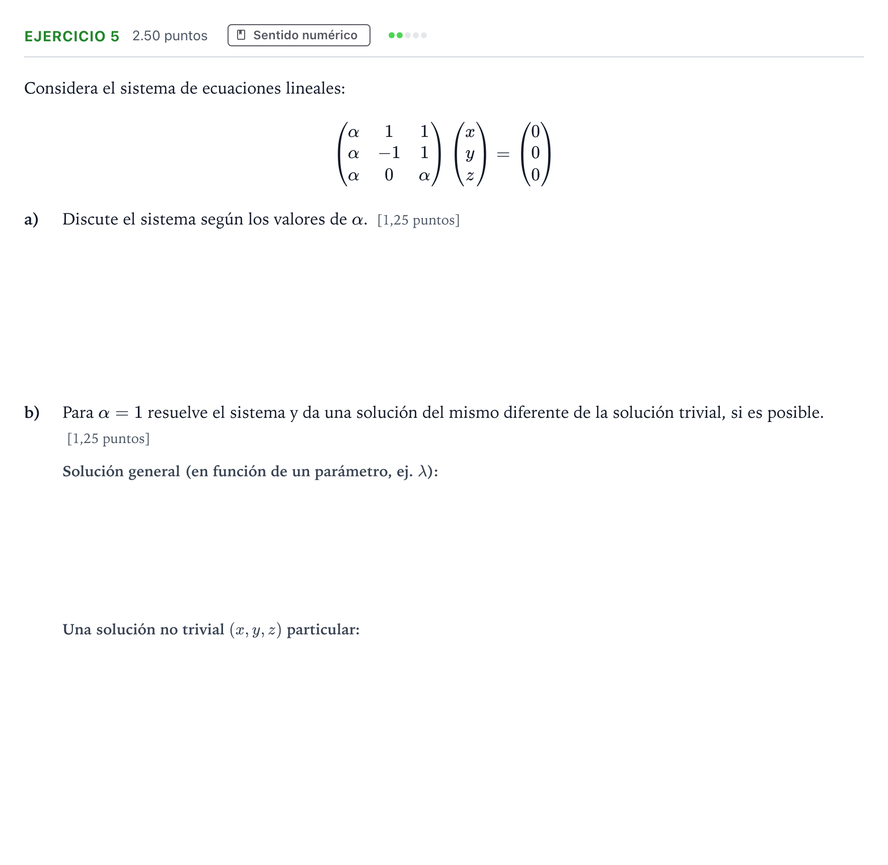 Enunciado: Ejercicio 5 · Matemáticas II PAU Andalucía Extraordinaria Suplente 2022