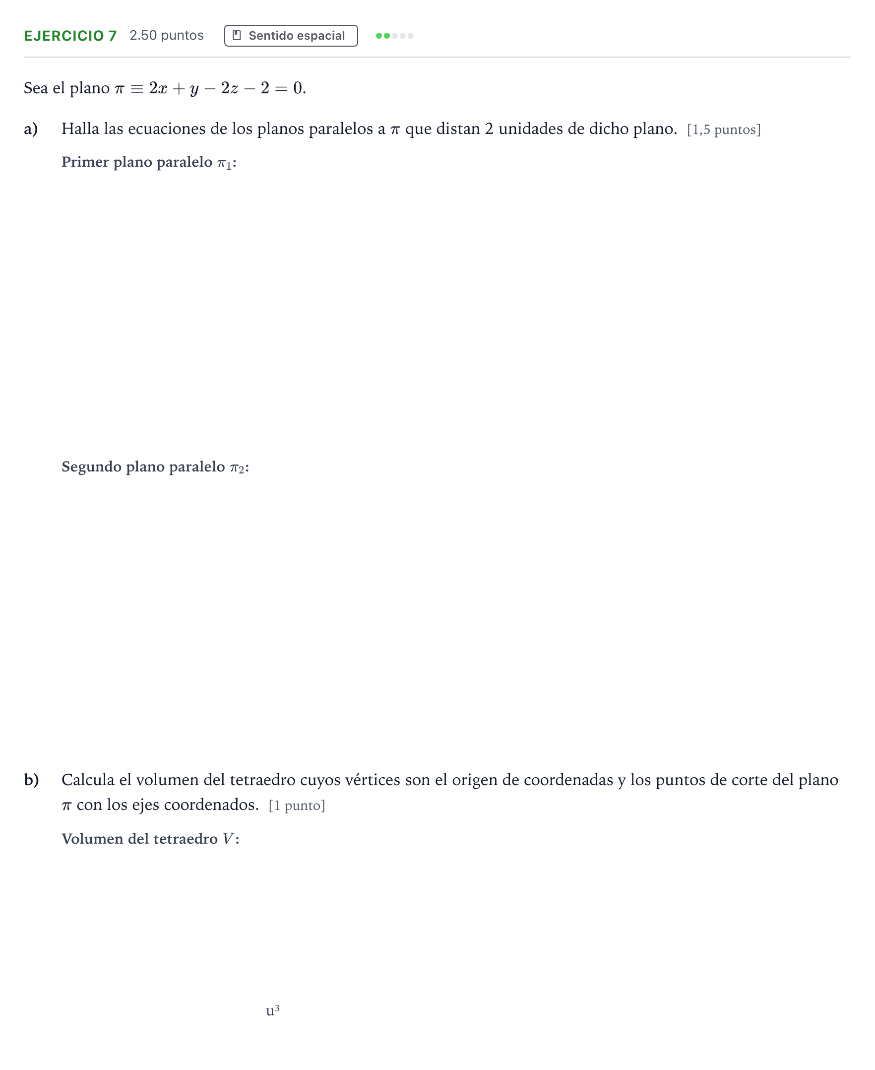 Enunciado: Ejercicio 7 · Matemáticas II PAU Andalucía Extraordinaria Suplente 2022