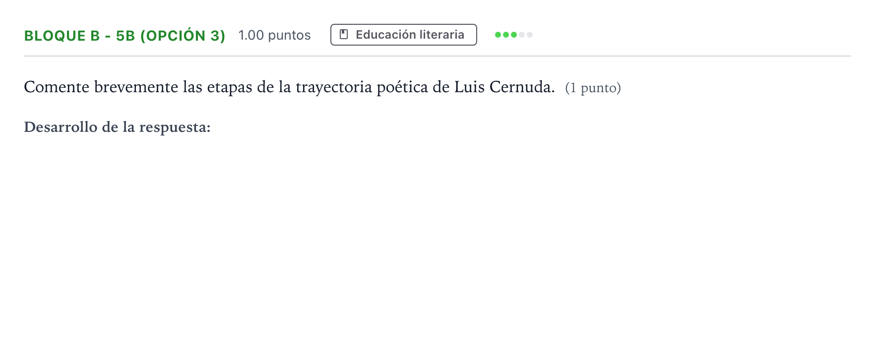 Enunciado: Bloque B - 5b (Opción 3) · Lengua Castellana y Literatura II PAU Andalucía Extraordinaria Reserva 2022