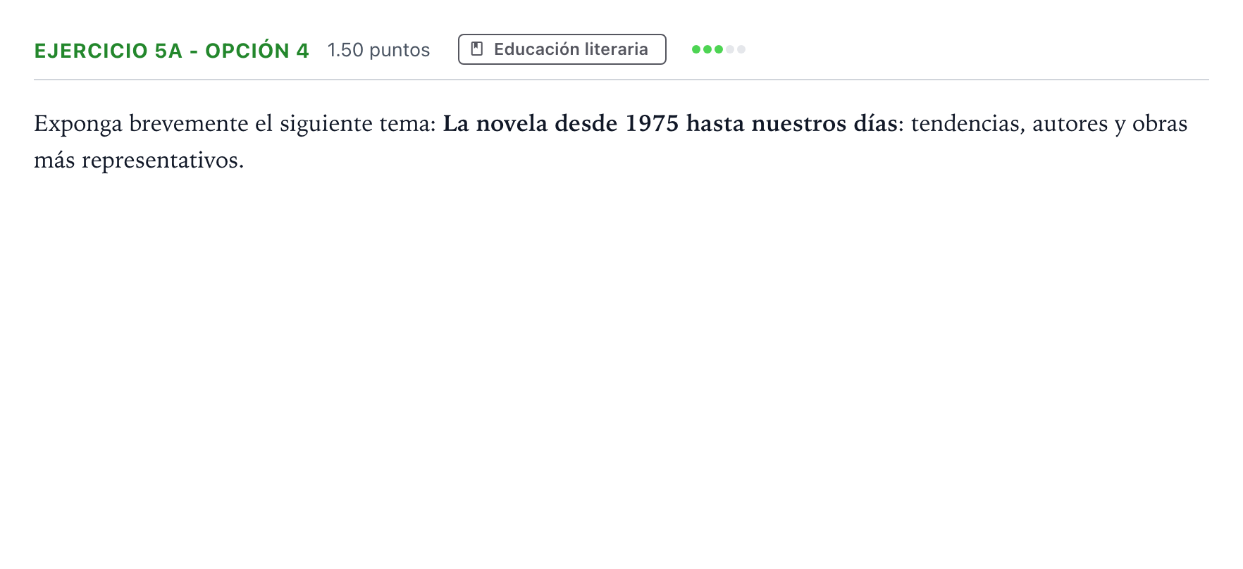 Enunciado: Ejercicio 5a - Opción 4 · Lengua Castellana y Literatura II PAU Andalucía Extraordinaria Suplente 2022
