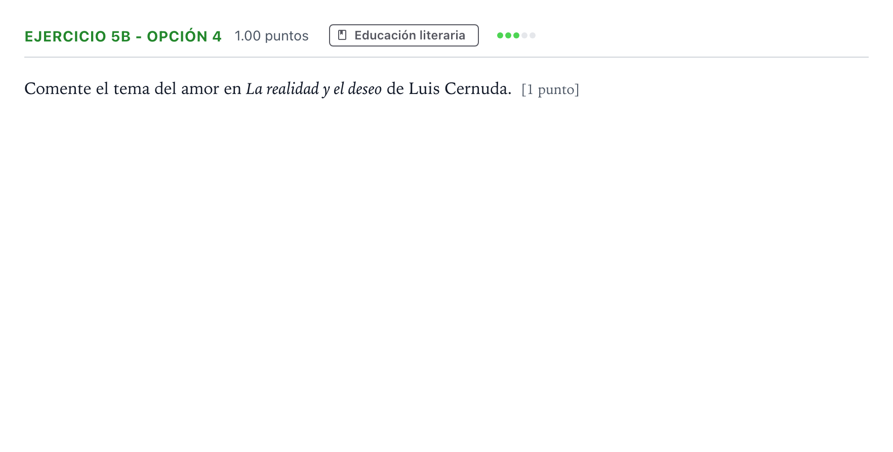 Enunciado: Ejercicio 5b - Opción 4 · Lengua Castellana y Literatura II PAU Andalucía Extraordinaria Suplente 2022