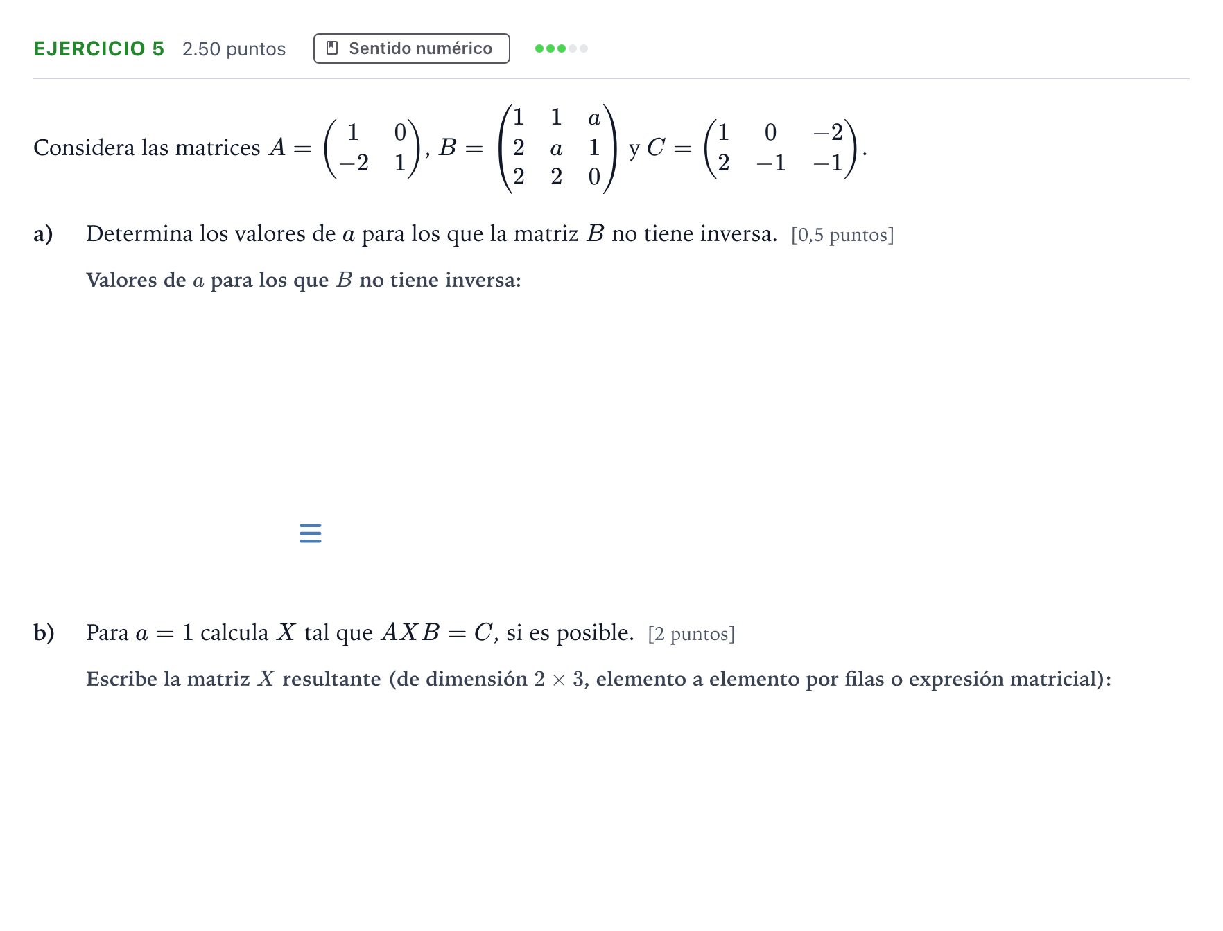 Enunciado: Ejercicio 5 · Matemáticas II PAU Andalucía Extraordinaria Titular 2022