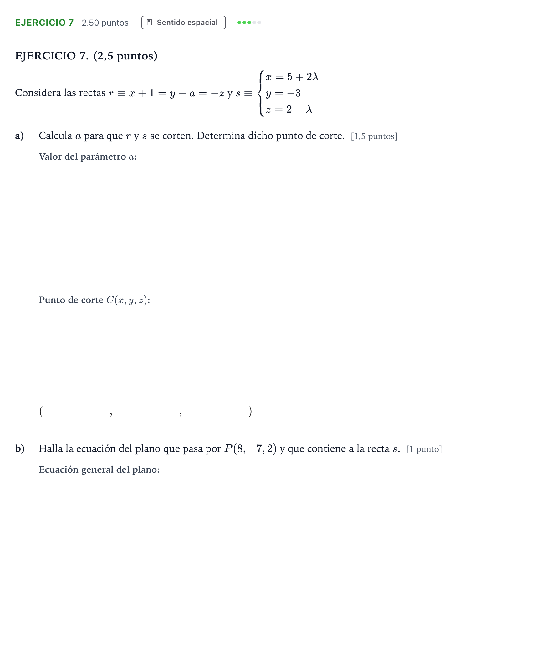 Enunciado: Ejercicio 7 · Matemáticas II PAU Andalucía Extraordinaria Titular 2022