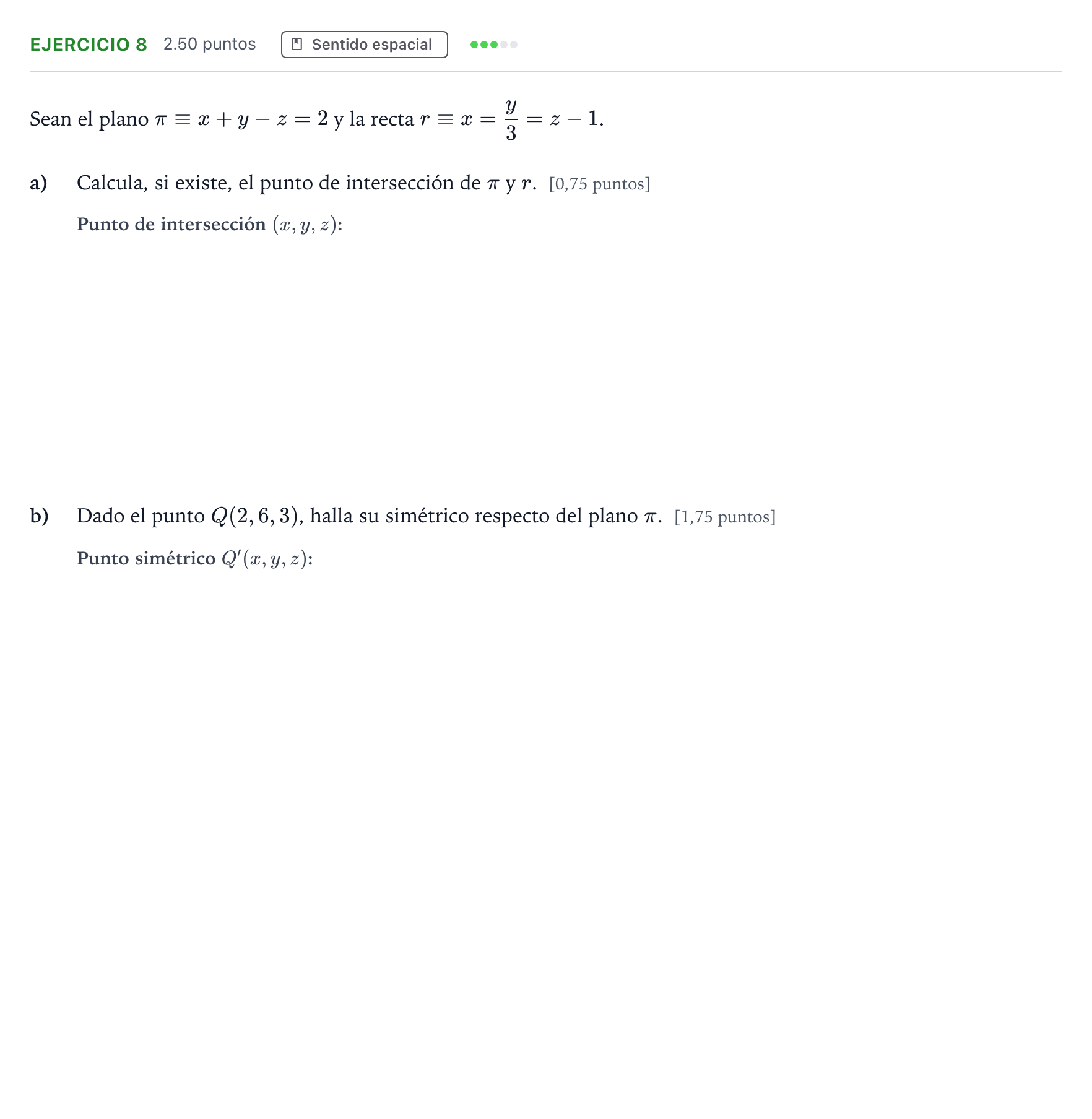 Enunciado: Ejercicio 8 · Matemáticas II PAU Andalucía Extraordinaria Titular 2022