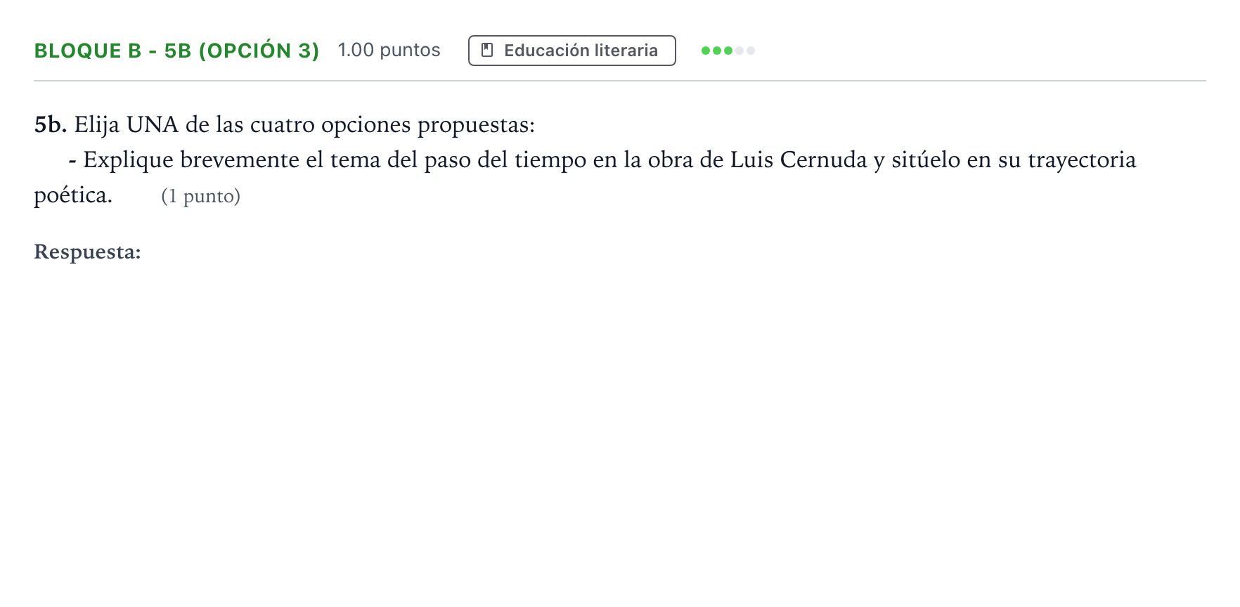 Enunciado: Bloque B - 5b (Opción 3) · Lengua Castellana y Literatura II PAU Andalucía Ordinaria Reserva 2022