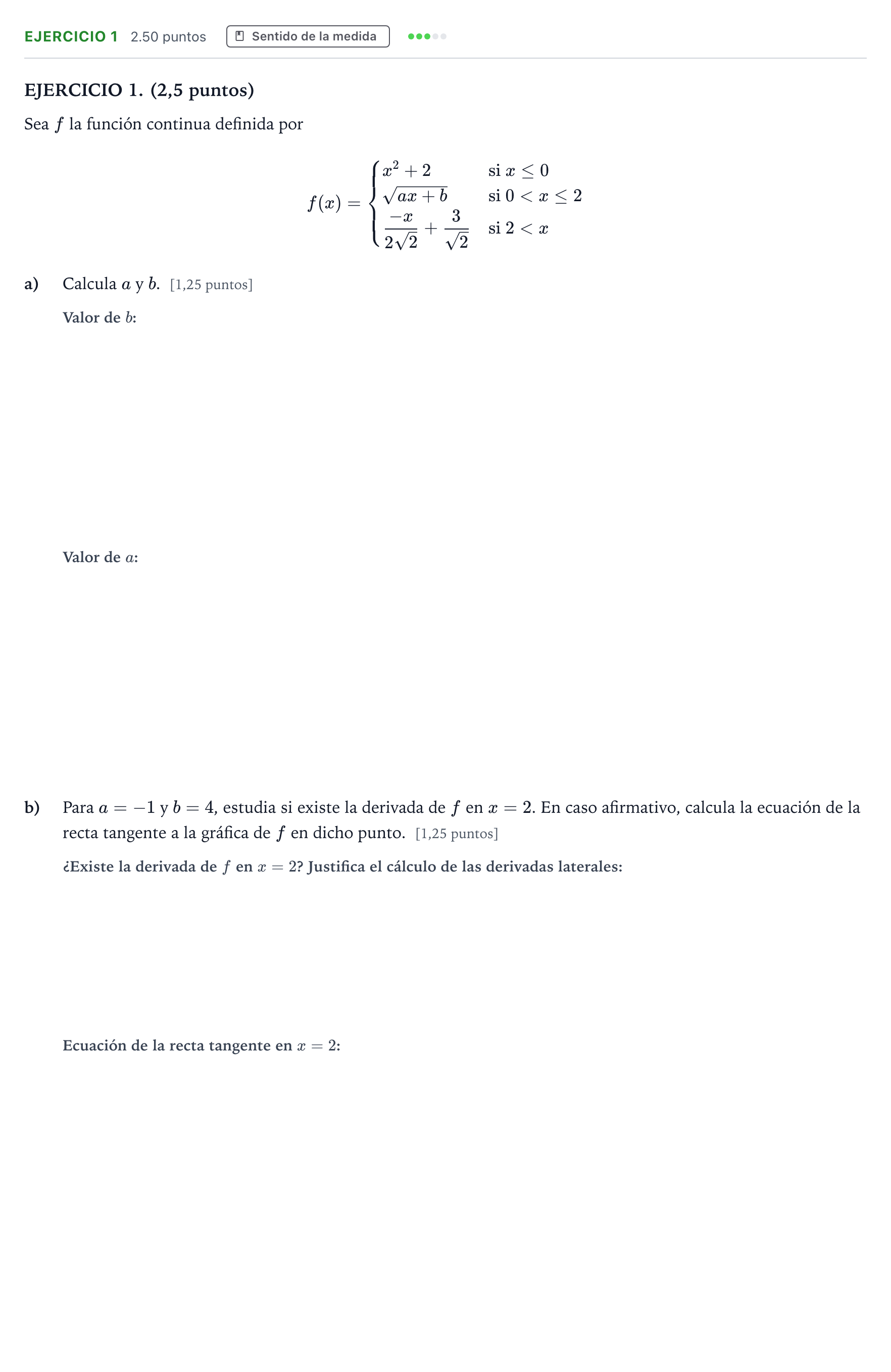 Enunciado: Ejercicio 1 · Matemáticas II PAU Andalucía Ordinaria Suplente 2022