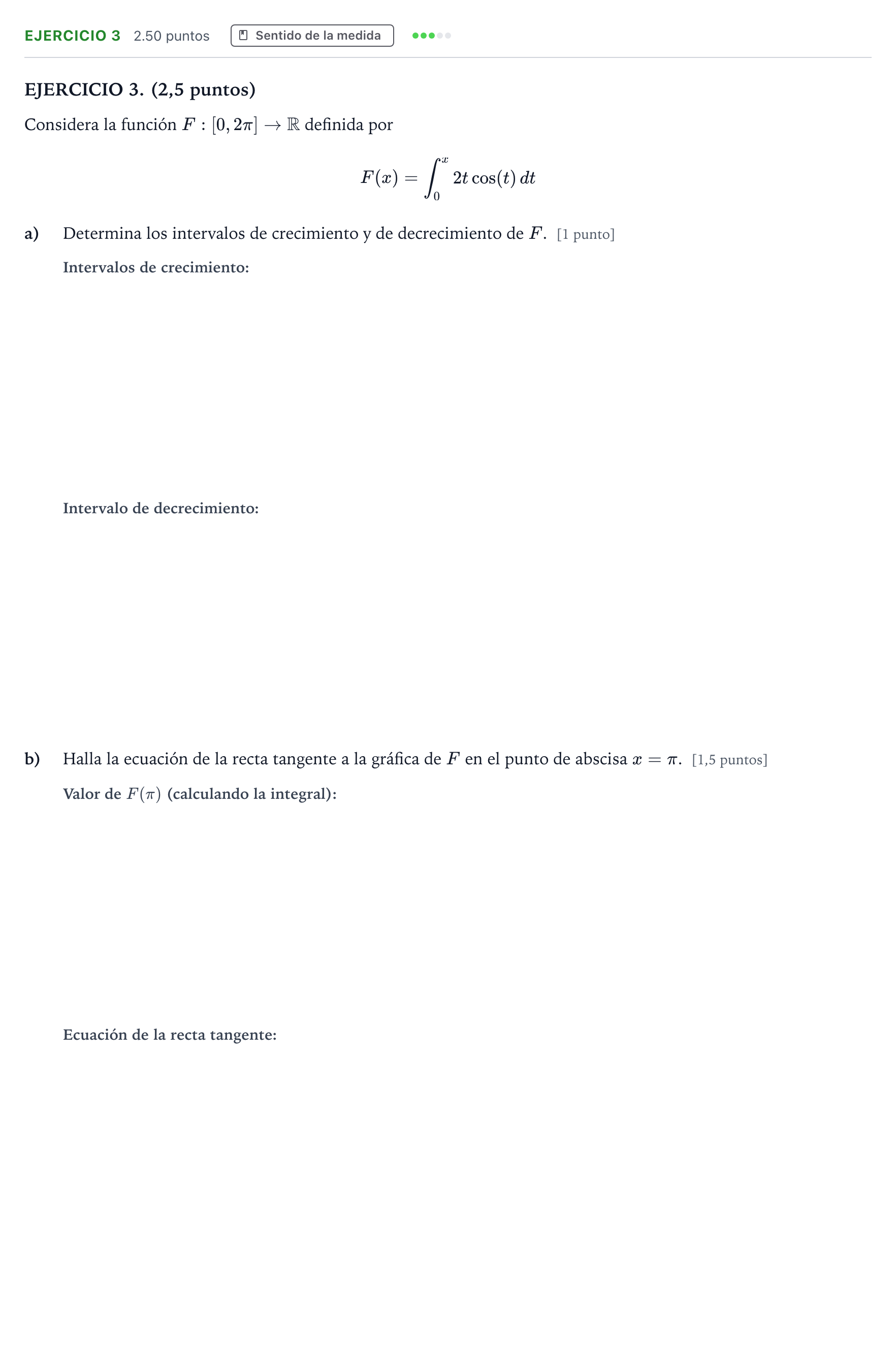 Enunciado: Ejercicio 3 · Matemáticas II PAU Andalucía Ordinaria Suplente 2022