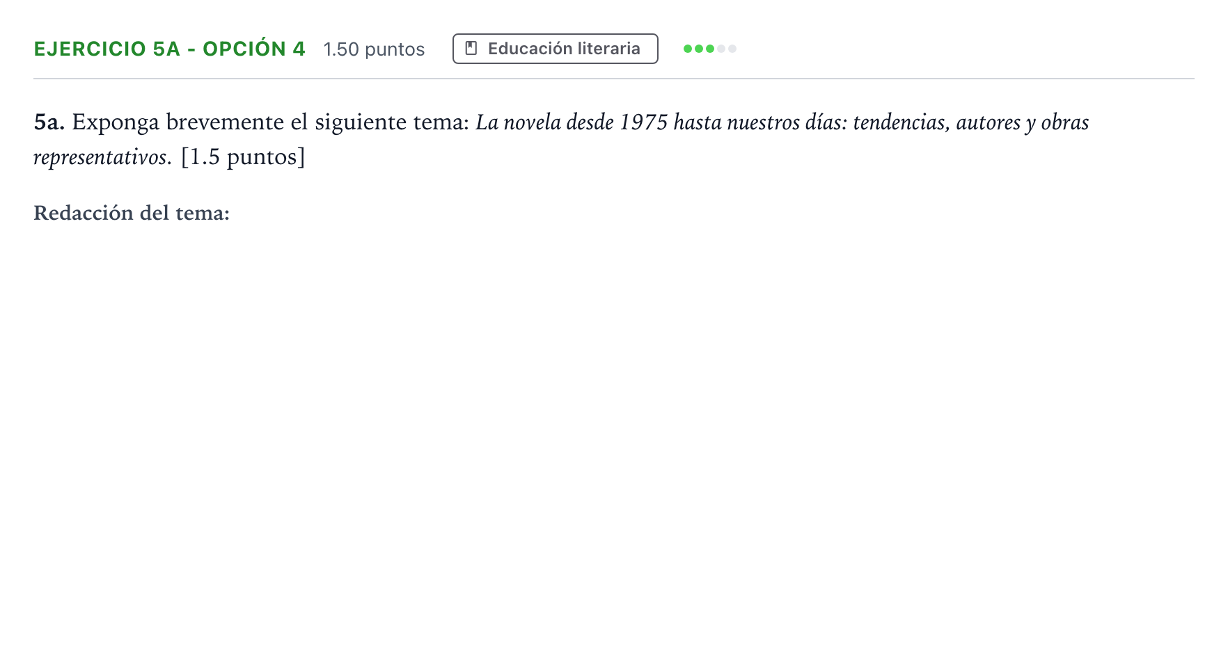 Enunciado: Ejercicio 5a - Opción 4 · Lengua Castellana y Literatura II PAU Andalucía Ordinaria Suplente 2022