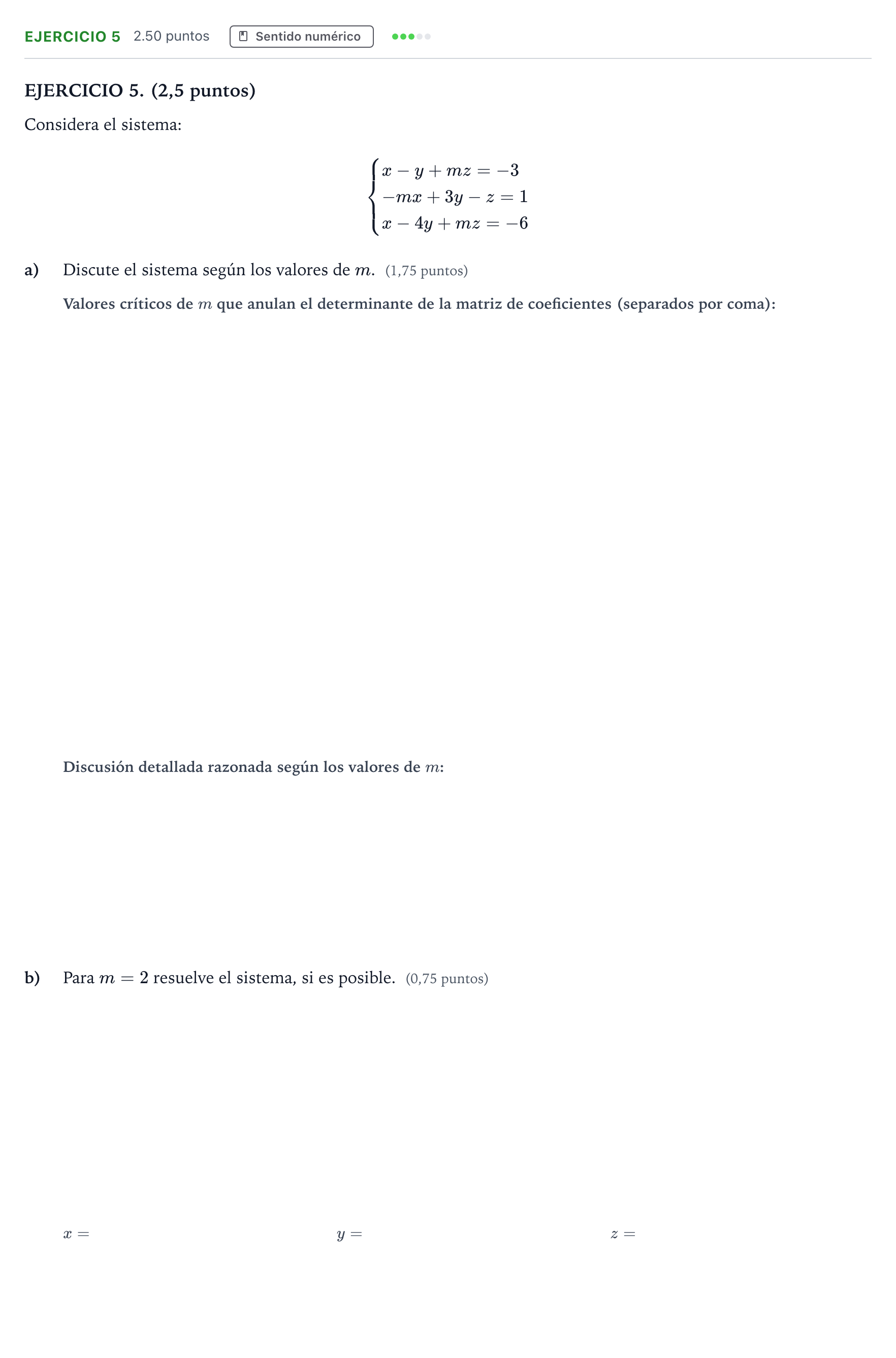 Enunciado: Ejercicio 5 · Matemáticas II PAU Andalucía Ordinaria Titular 2022