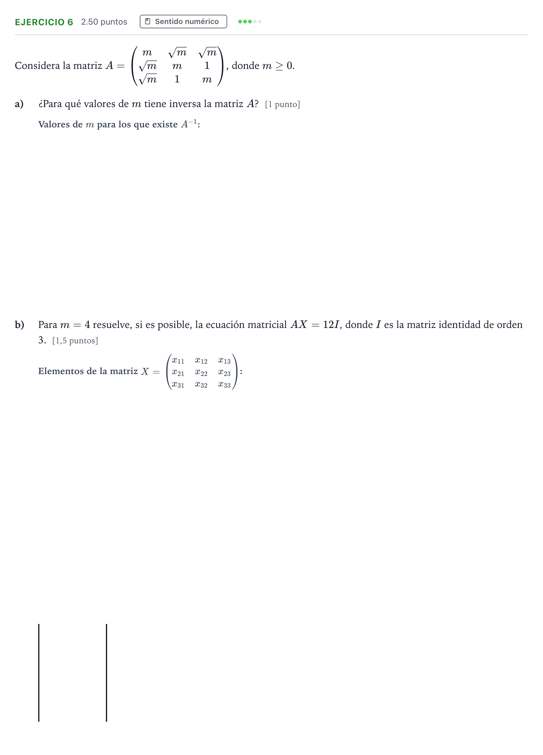 Enunciado: Ejercicio 6 · Matemáticas II PAU Andalucía Ordinaria Titular 2022