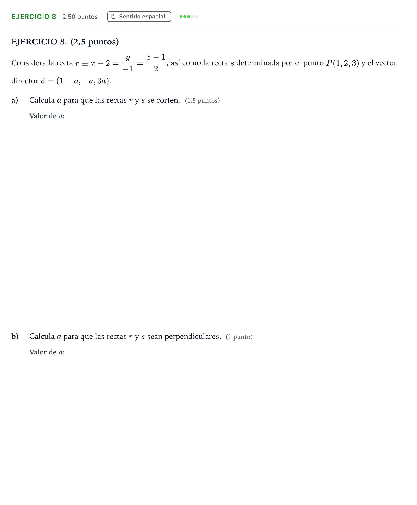 Enunciado: Ejercicio 8 · Matemáticas II PAU Andalucía Ordinaria Titular 2022