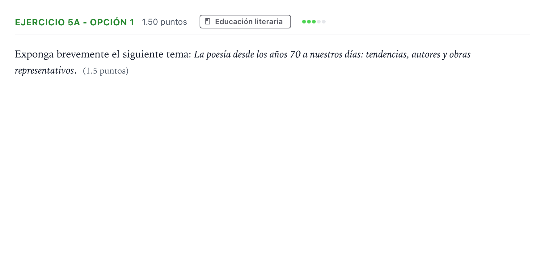 Enunciado: Ejercicio 5a - Opción 1 · Lengua Castellana y Literatura II PAU Andalucía Ordinaria Titular 2022