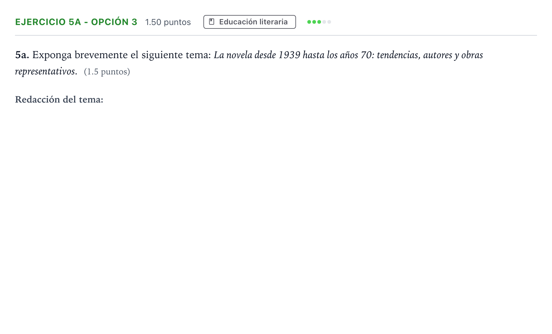 Enunciado: Ejercicio 5a - Opción 3 · Lengua Castellana y Literatura II PAU Andalucía Ordinaria Titular 2022