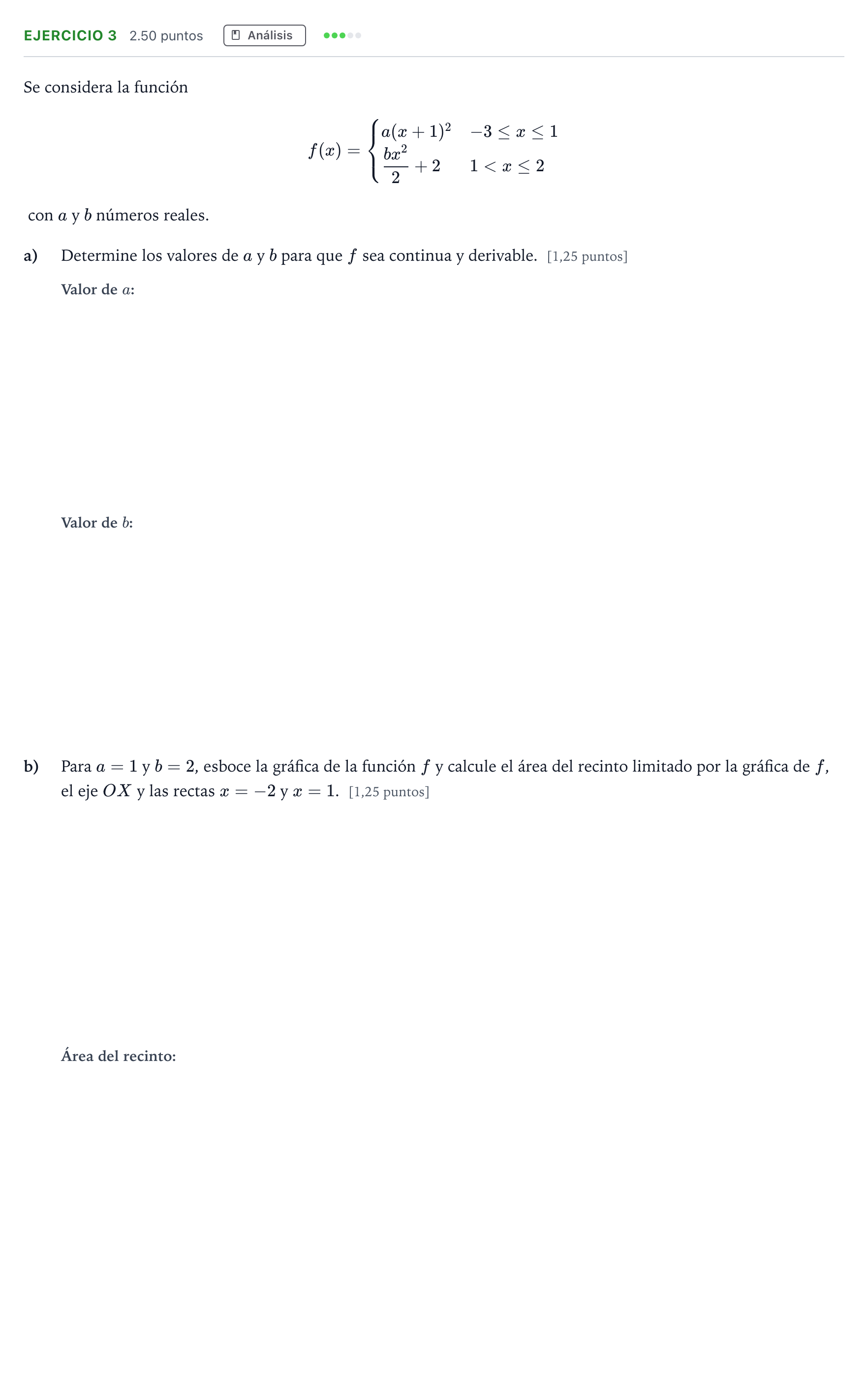 Enunciado: Ejercicio 3 · Matemáticas aplicadas a las Ciencias Sociales II PAU Andalucía Extraordinaria Reserva 2022