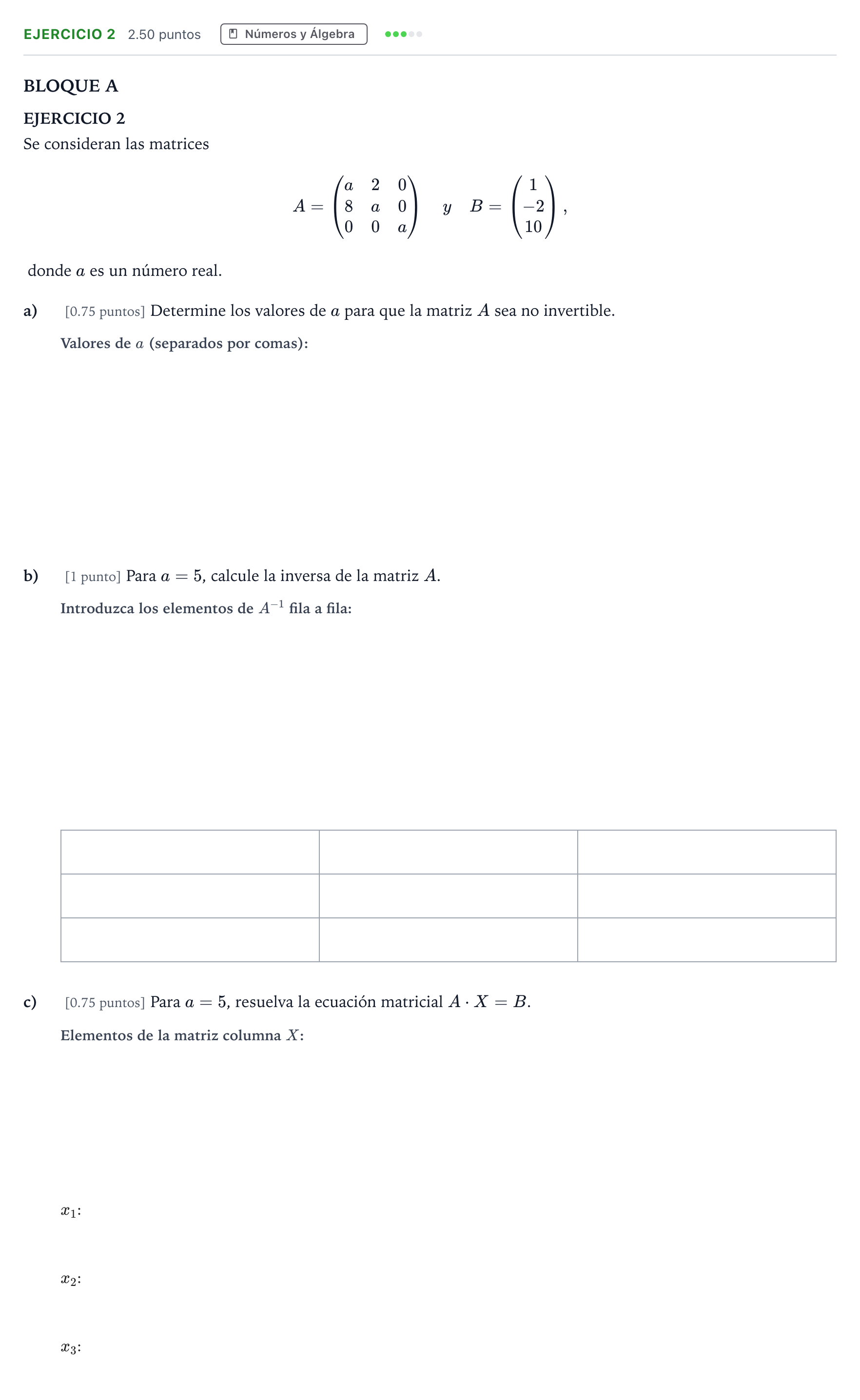 Enunciado: Ejercicio 2 · Matemáticas aplicadas a las Ciencias Sociales II PAU Andalucía Extraordinaria Suplente 2022