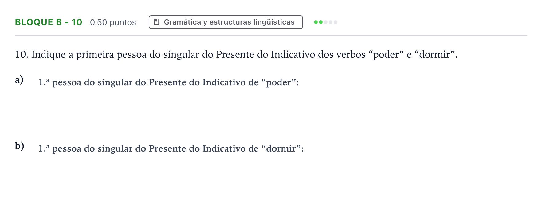Enunciado: Bloque B - 10 · Portugués PAU Andalucía Extraordinaria Suplente 2022