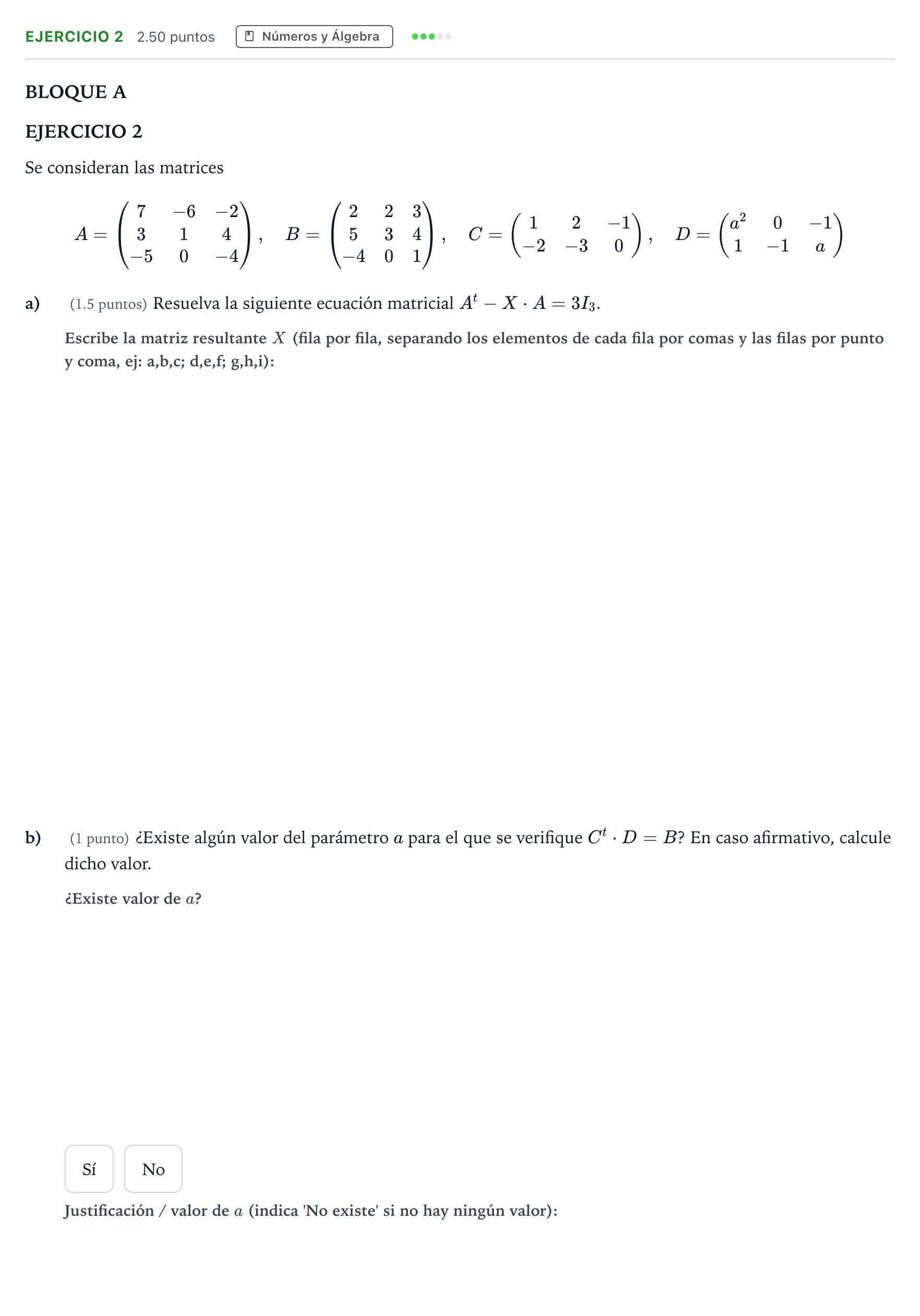Enunciado: Ejercicio 2 · Matemáticas aplicadas a las Ciencias Sociales II PAU Andalucía Ordinaria Suplente 2022