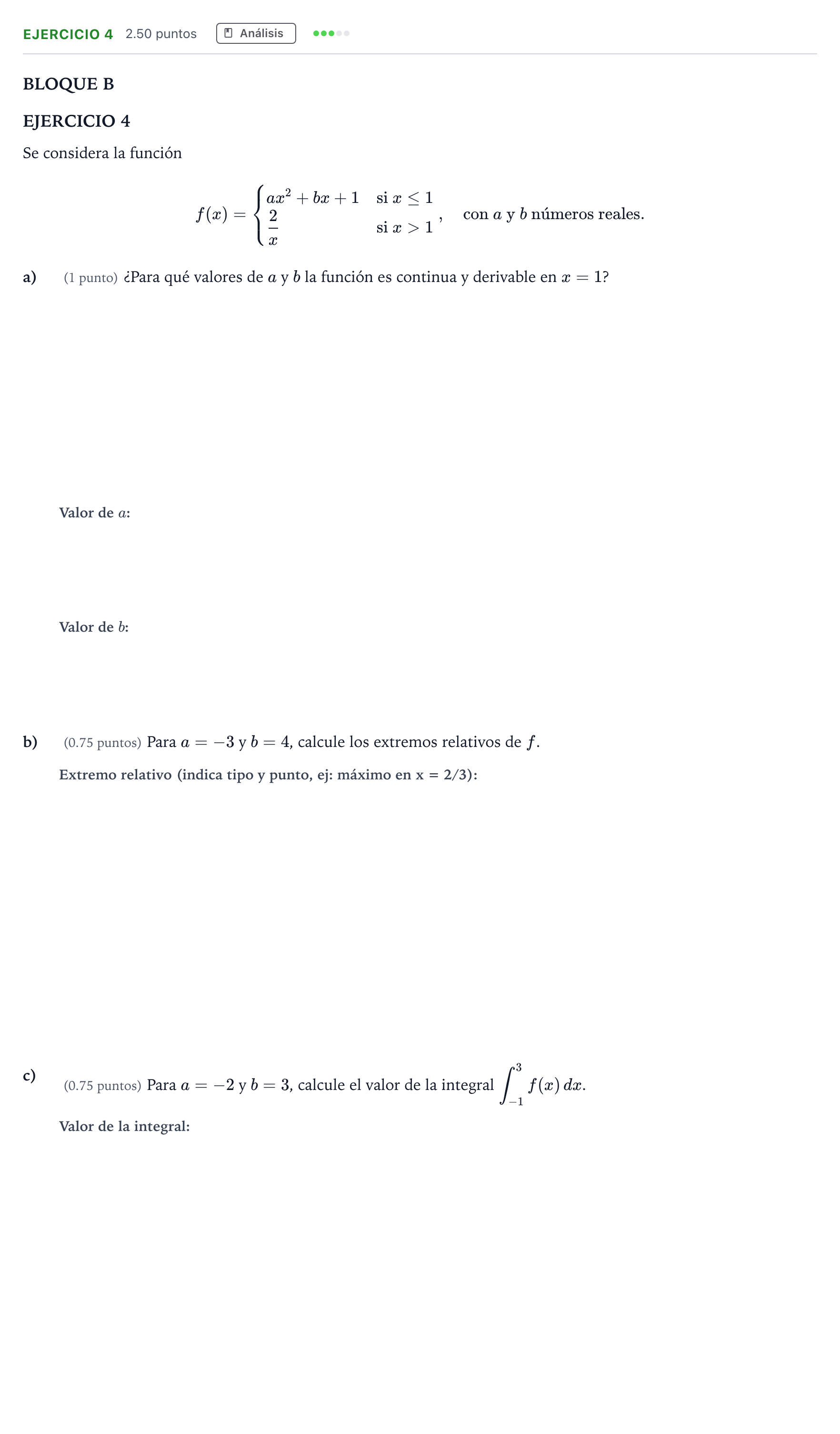 Enunciado: Ejercicio 4 · Matemáticas aplicadas a las Ciencias Sociales II PAU Andalucía Ordinaria Suplente 2022