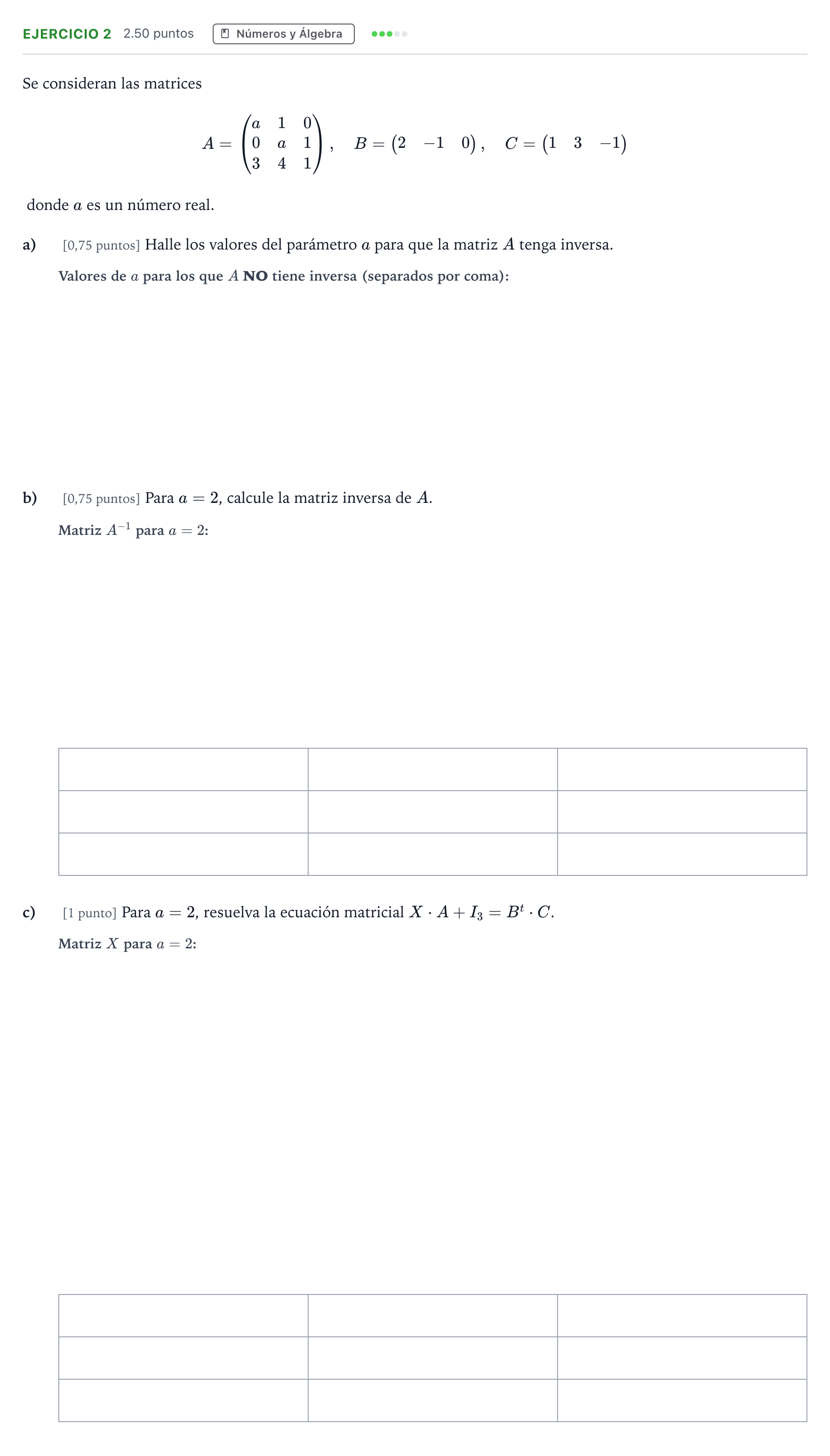 Enunciado: Ejercicio 2 · Matemáticas aplicadas a las Ciencias Sociales II PAU Andalucía Ordinaria Titular 2022