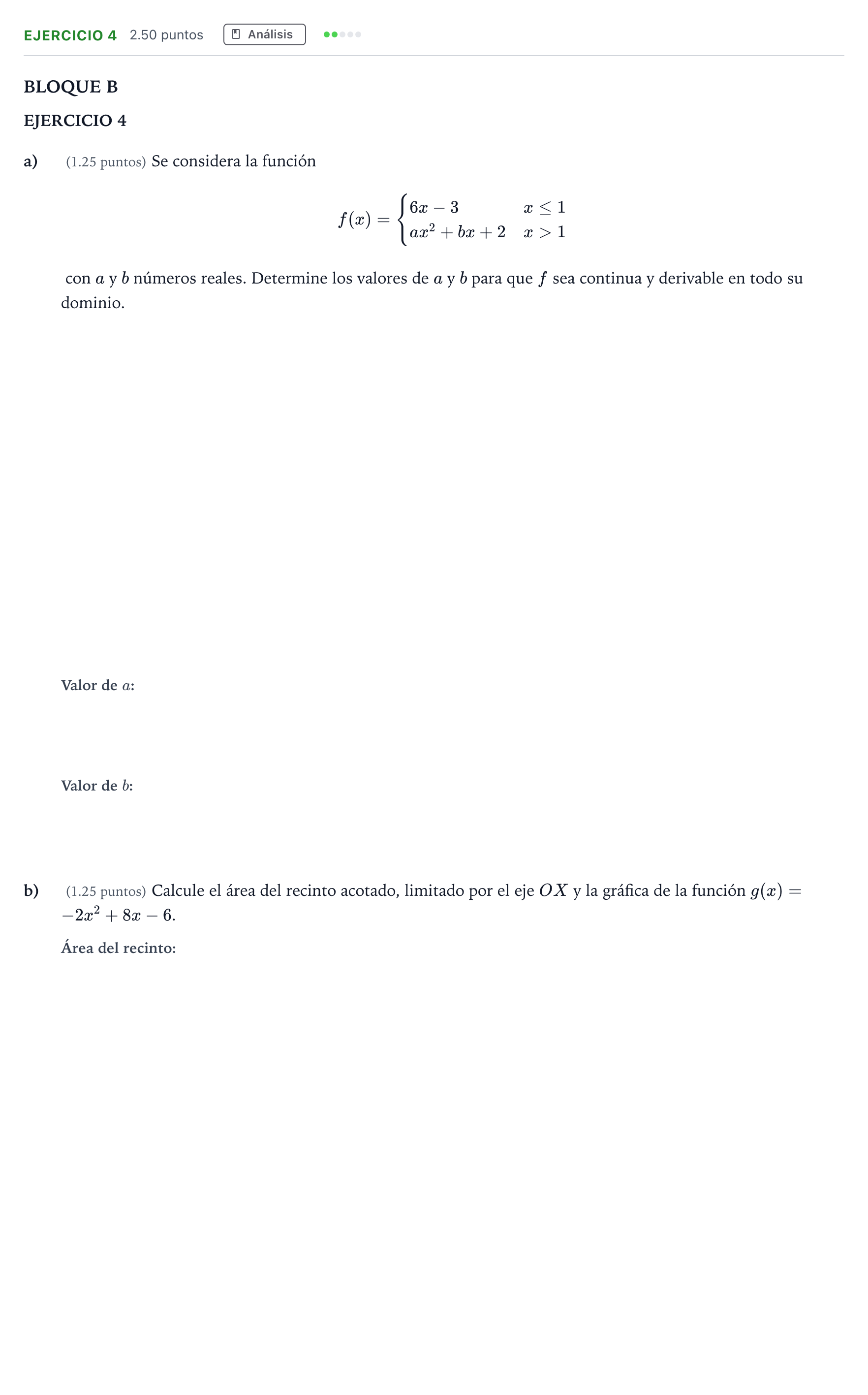 Enunciado: Ejercicio 4 · Matemáticas aplicadas a las Ciencias Sociales II PAU Andalucía Ordinaria Titular 2022