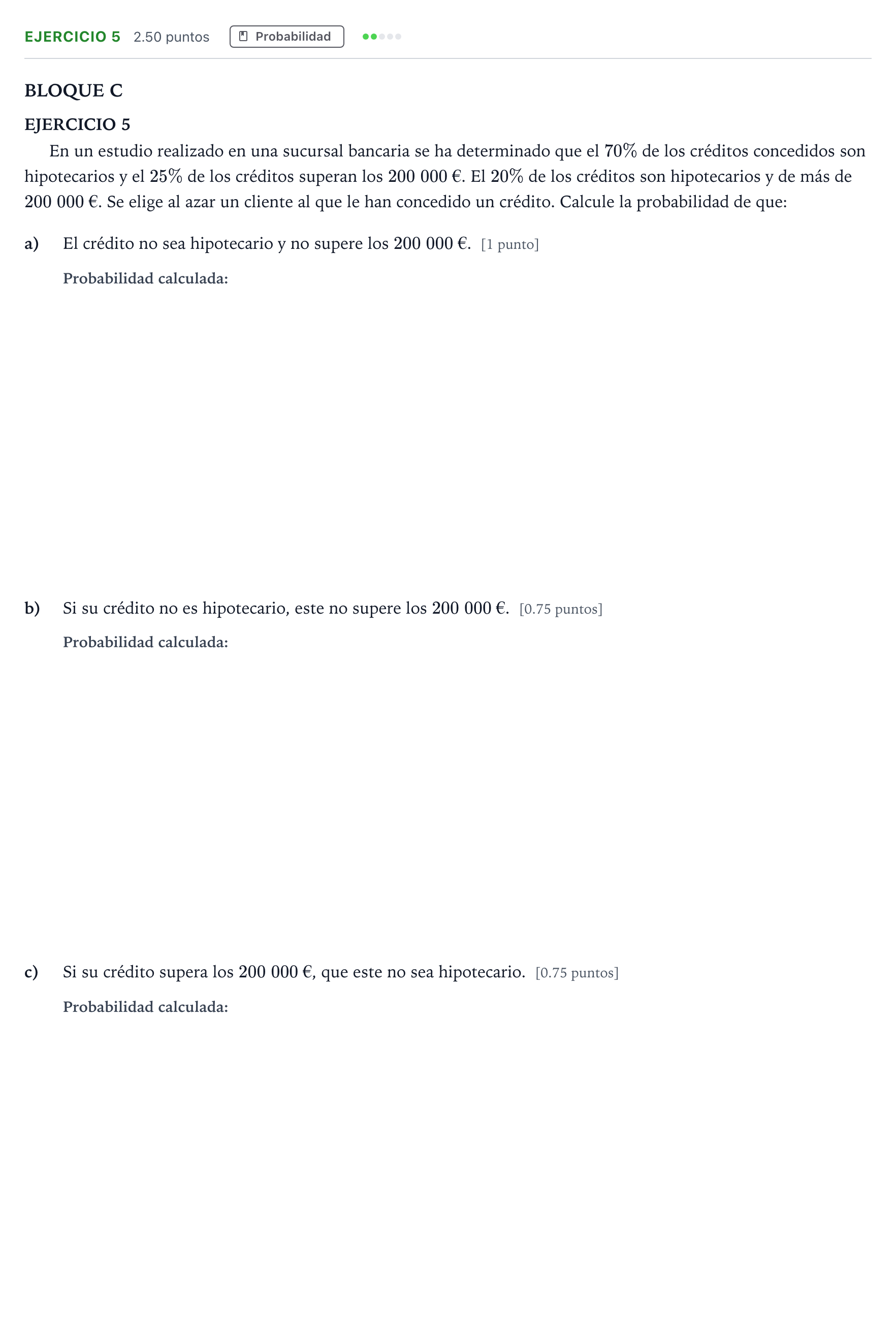 Enunciado: Ejercicio 5 · Matemáticas aplicadas a las Ciencias Sociales II PAU Andalucía Ordinaria Titular 2022