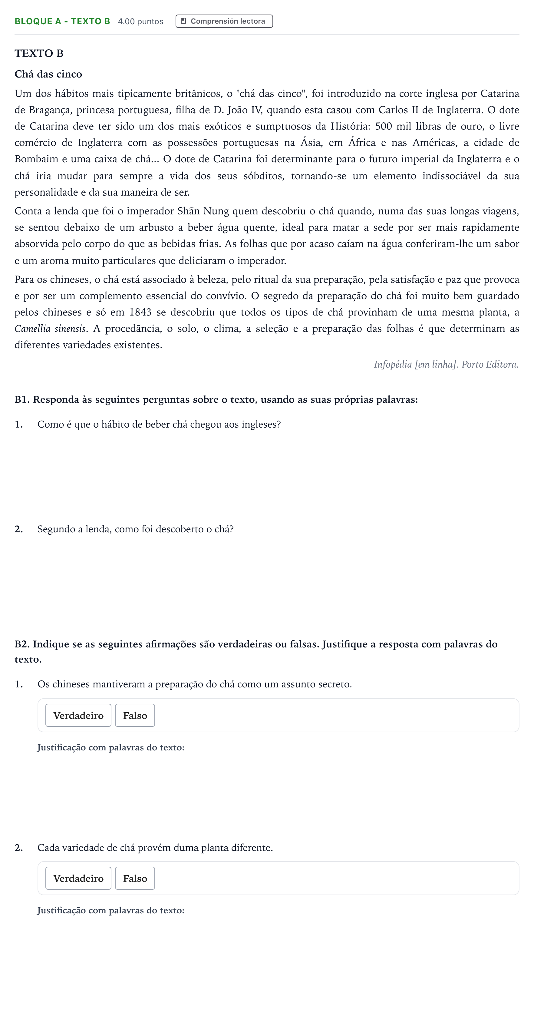 Enunciado: Bloque A - Texto B · Portugués PAU Andalucía Ordinaria Reserva 2022