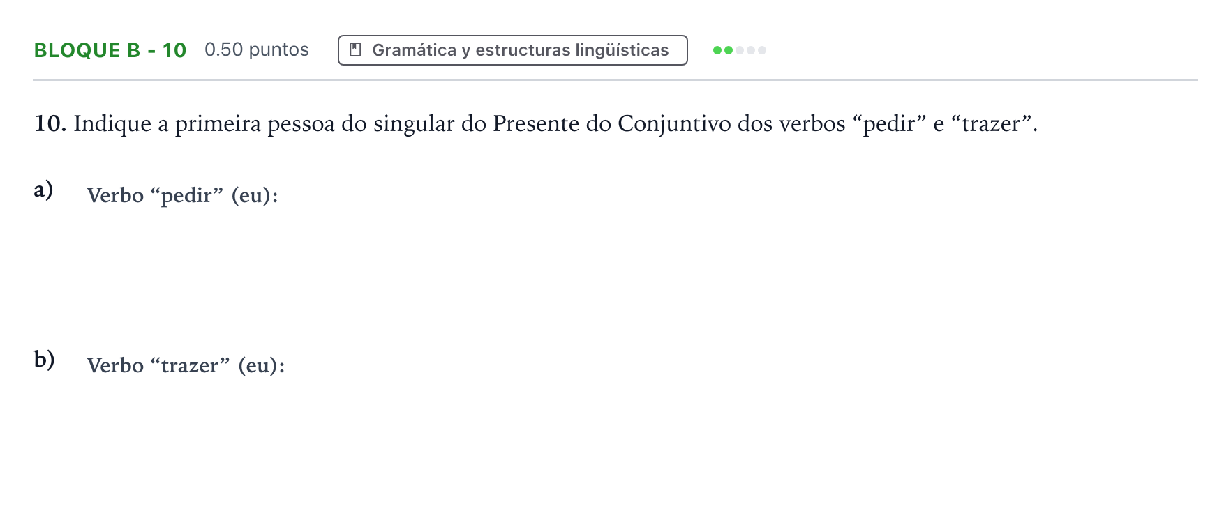 Enunciado: Bloque B - 10 · Portugués PAU Andalucía Ordinaria Suplente 2022