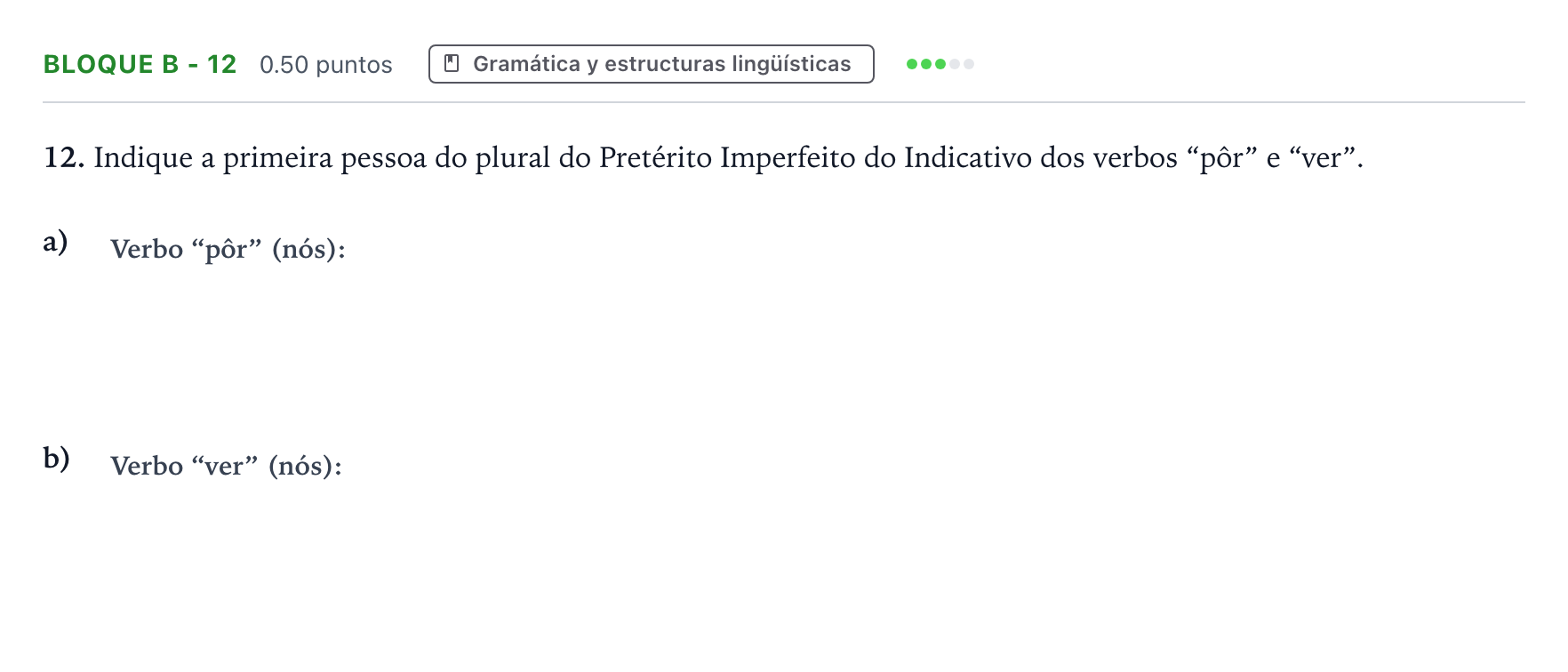 Enunciado: Bloque B - 12 · Portugués PAU Andalucía Ordinaria Suplente 2022
