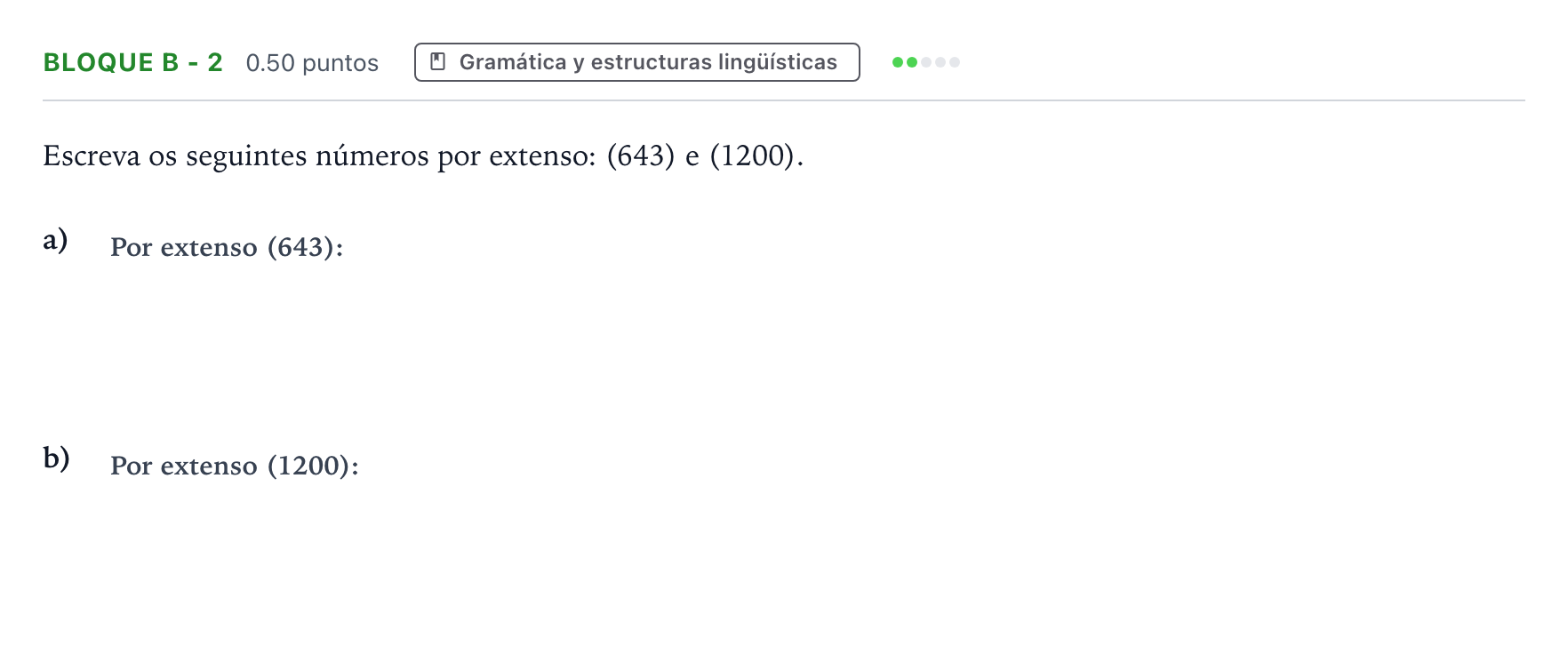 Enunciado: Bloque B - 2 · Portugués PAU Andalucía Ordinaria Suplente 2022