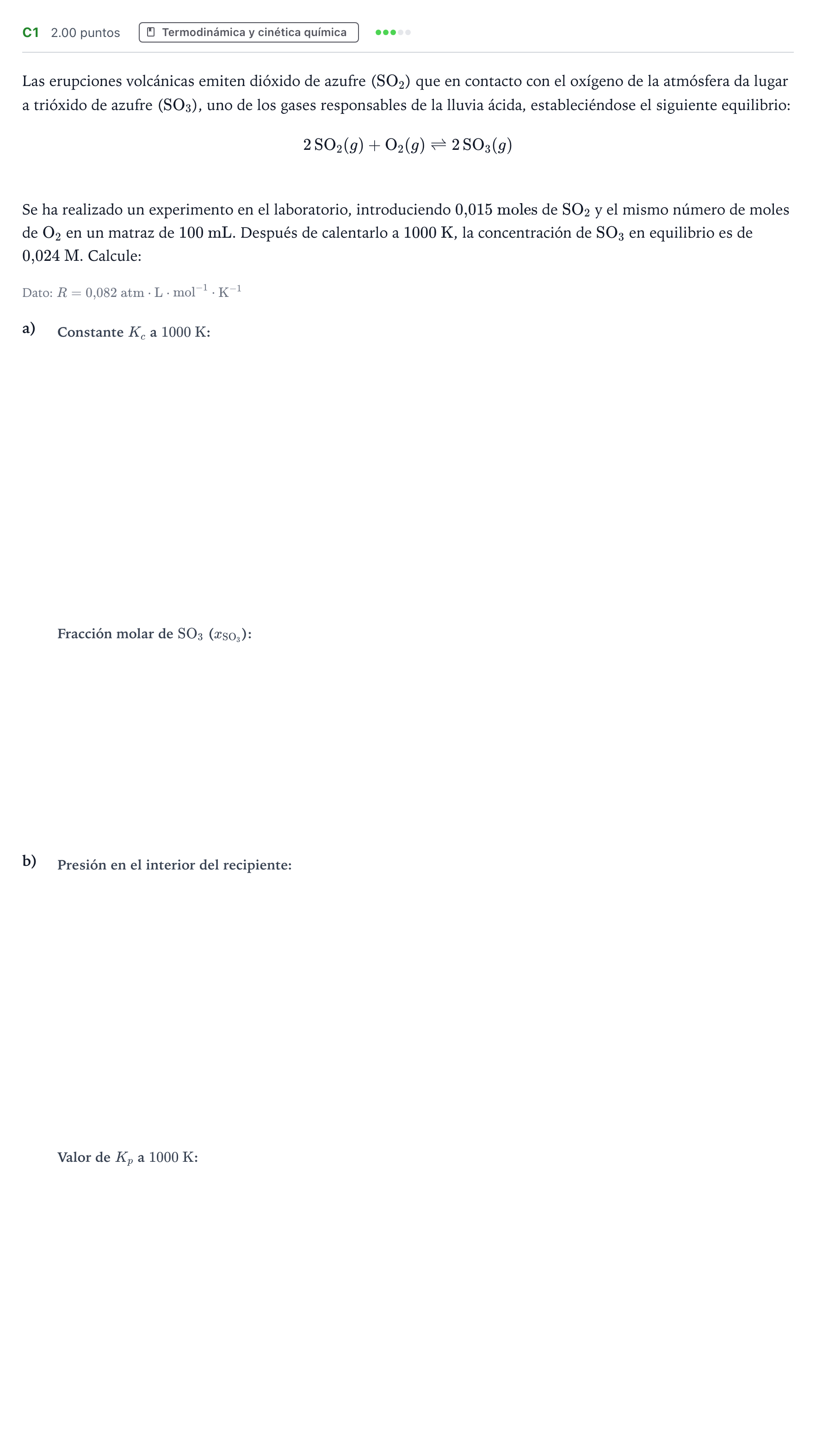 Enunciado: Ejercicio C1 · Química PAU Andalucía Ordinaria Reserva 2022