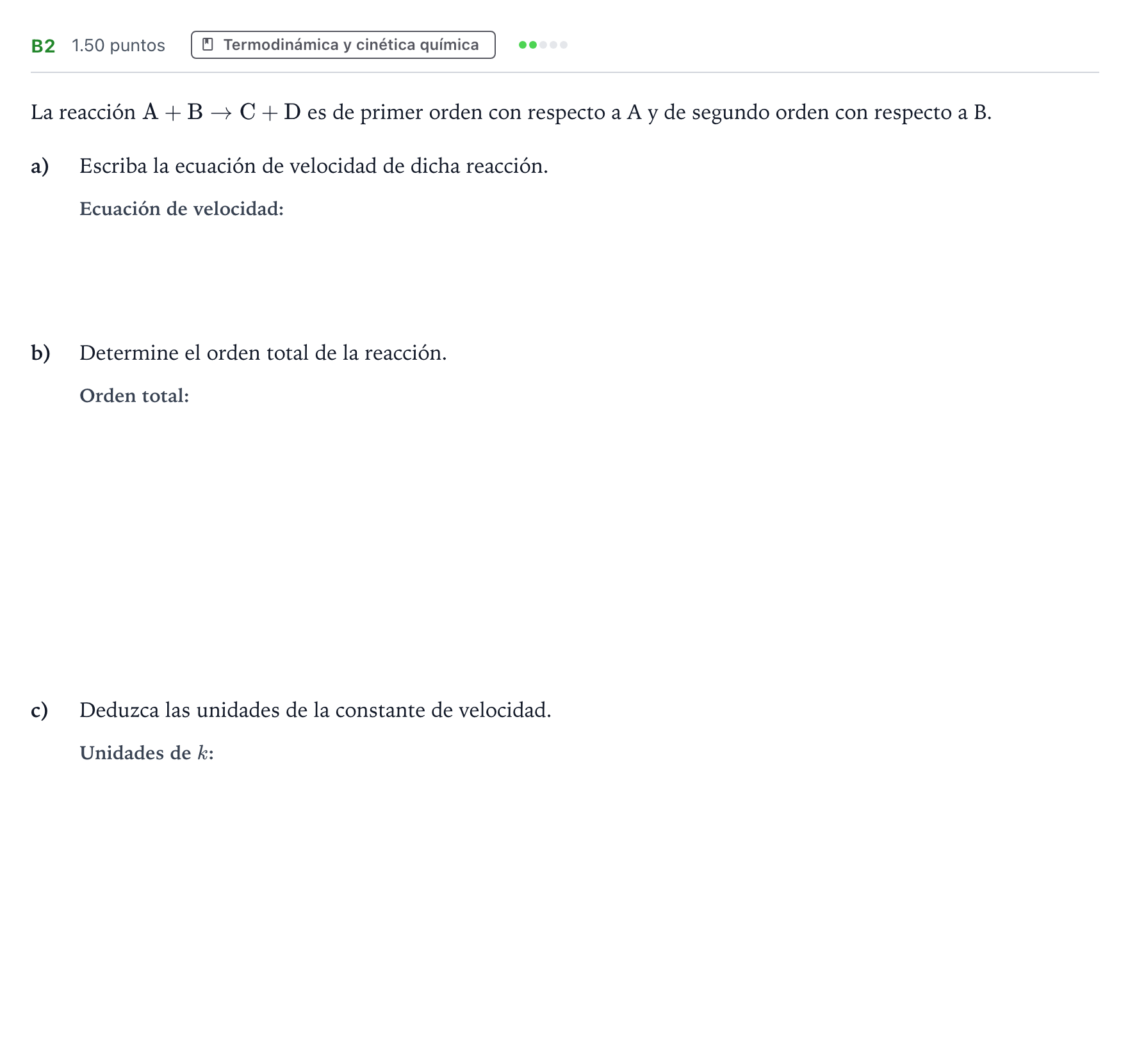 Enunciado: Ejercicio B2 · Química PAU Andalucía Ordinaria Titular 2022
